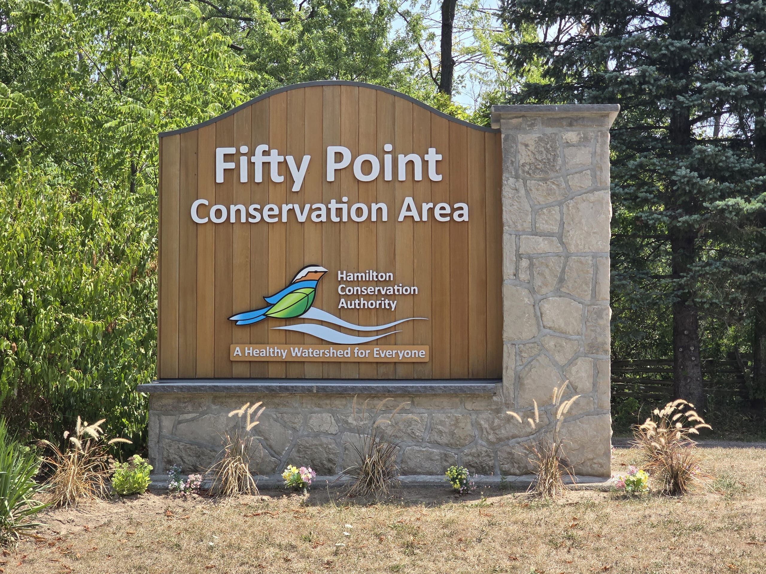 The Fifty Point Conservation Area sign.
