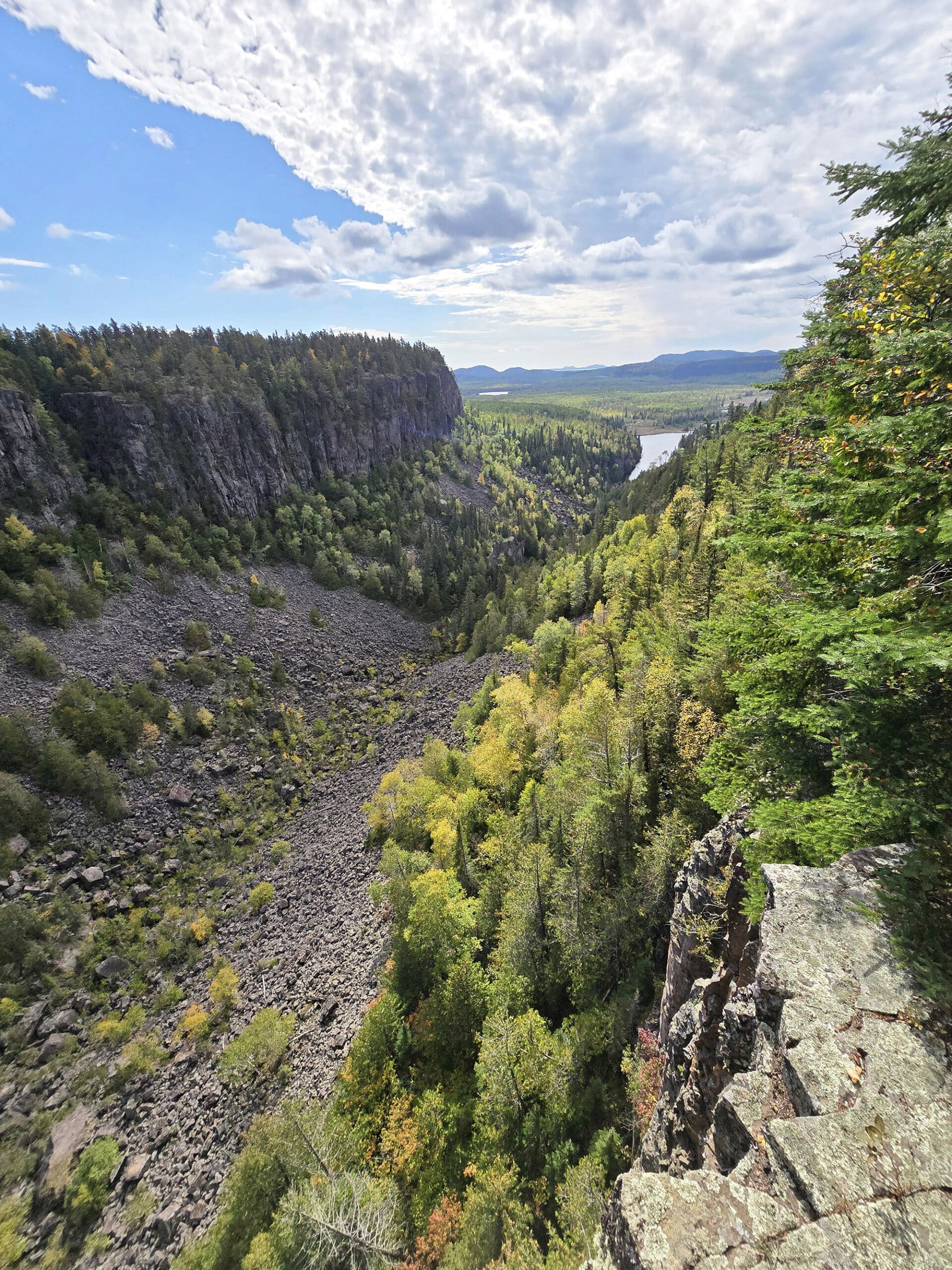 A view of Ouimet Canyon on a sunny day.