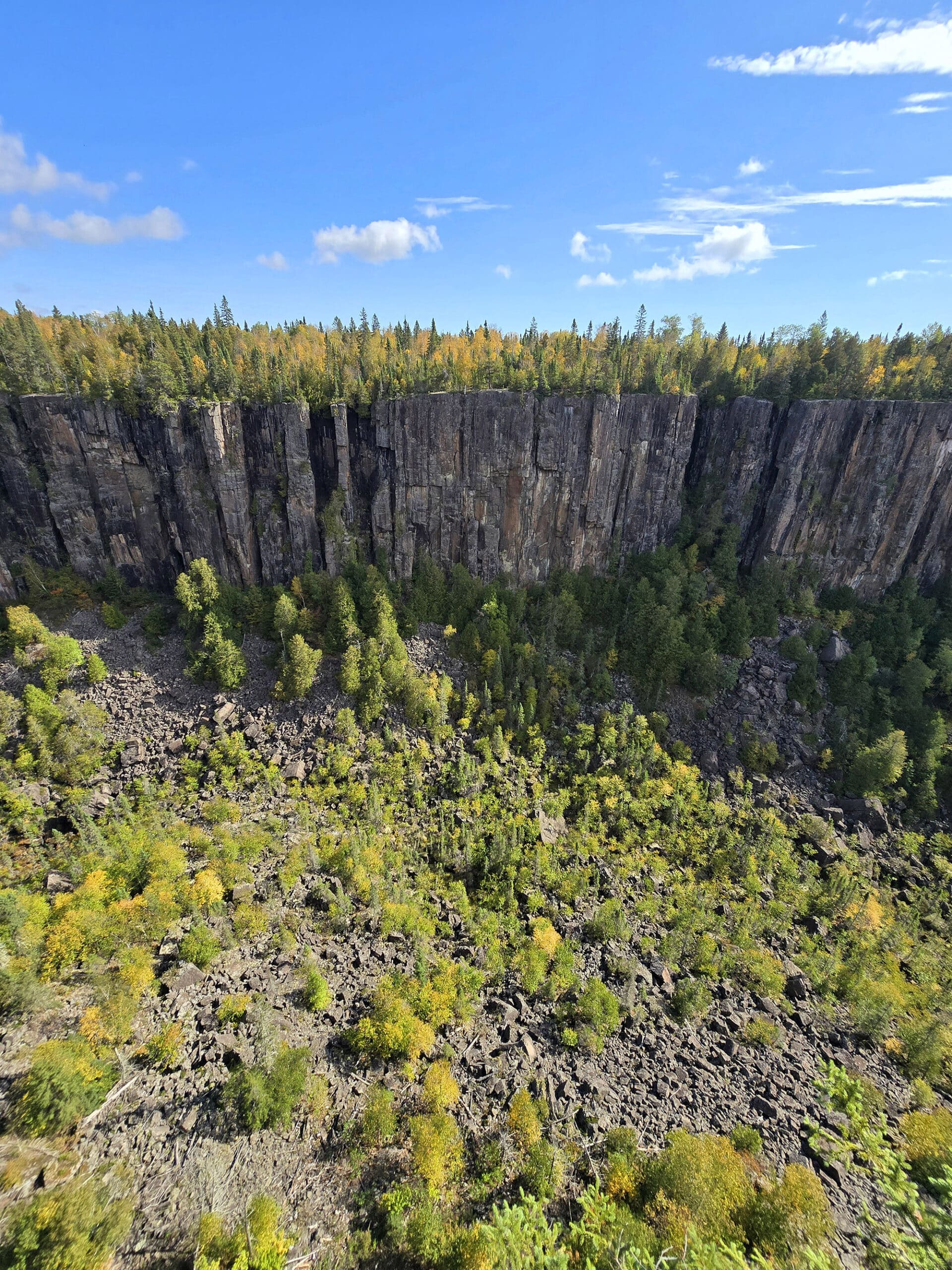 A view of Ouimet Canyon on a sunny day.