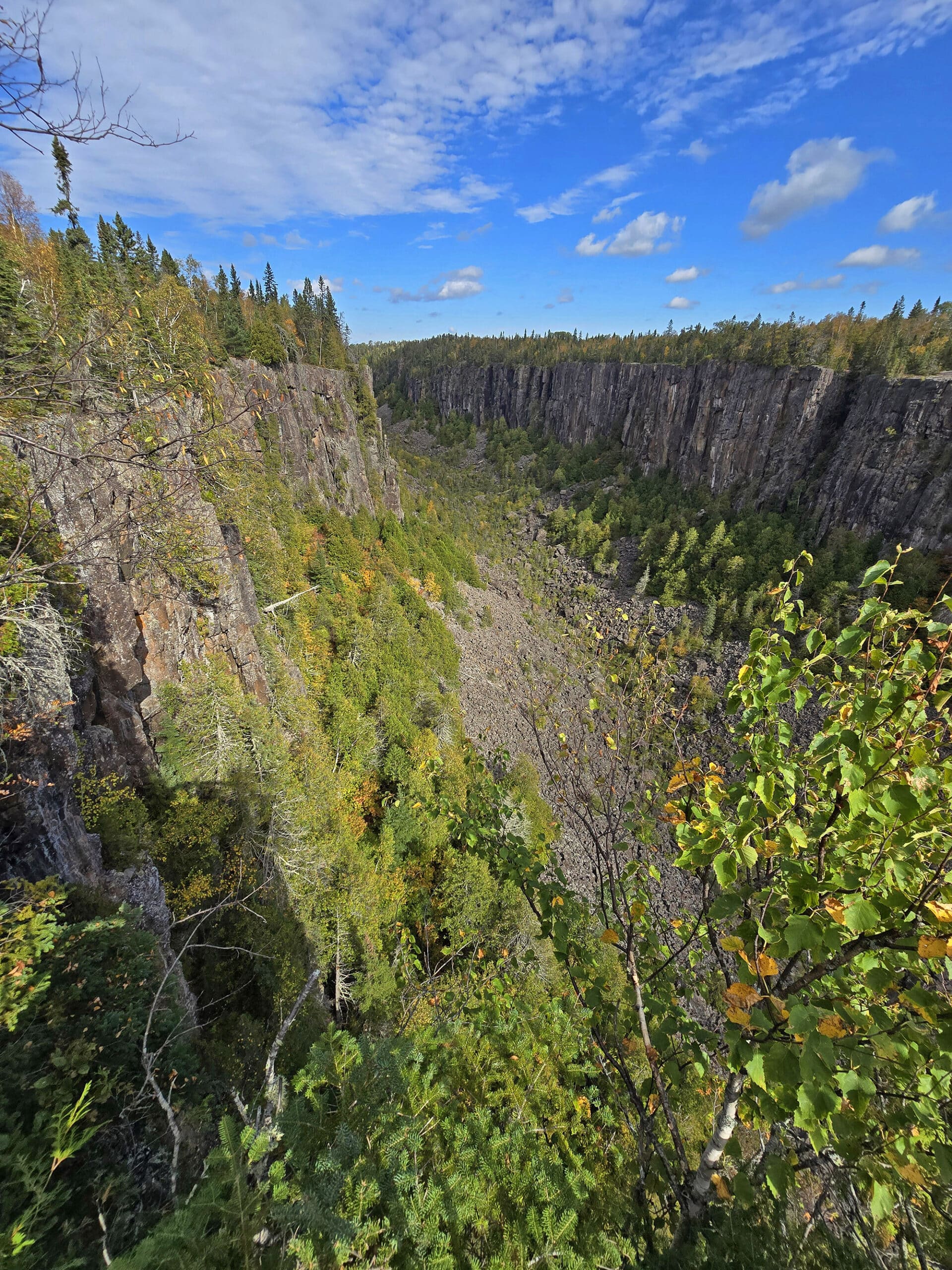 A view of Ouimet Canyon on a sunny day.