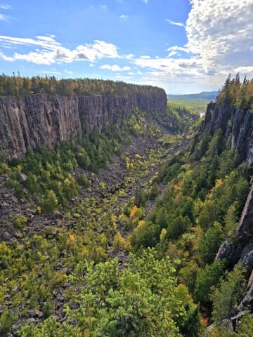 A view of Ouimet Canyon on a sunny day.