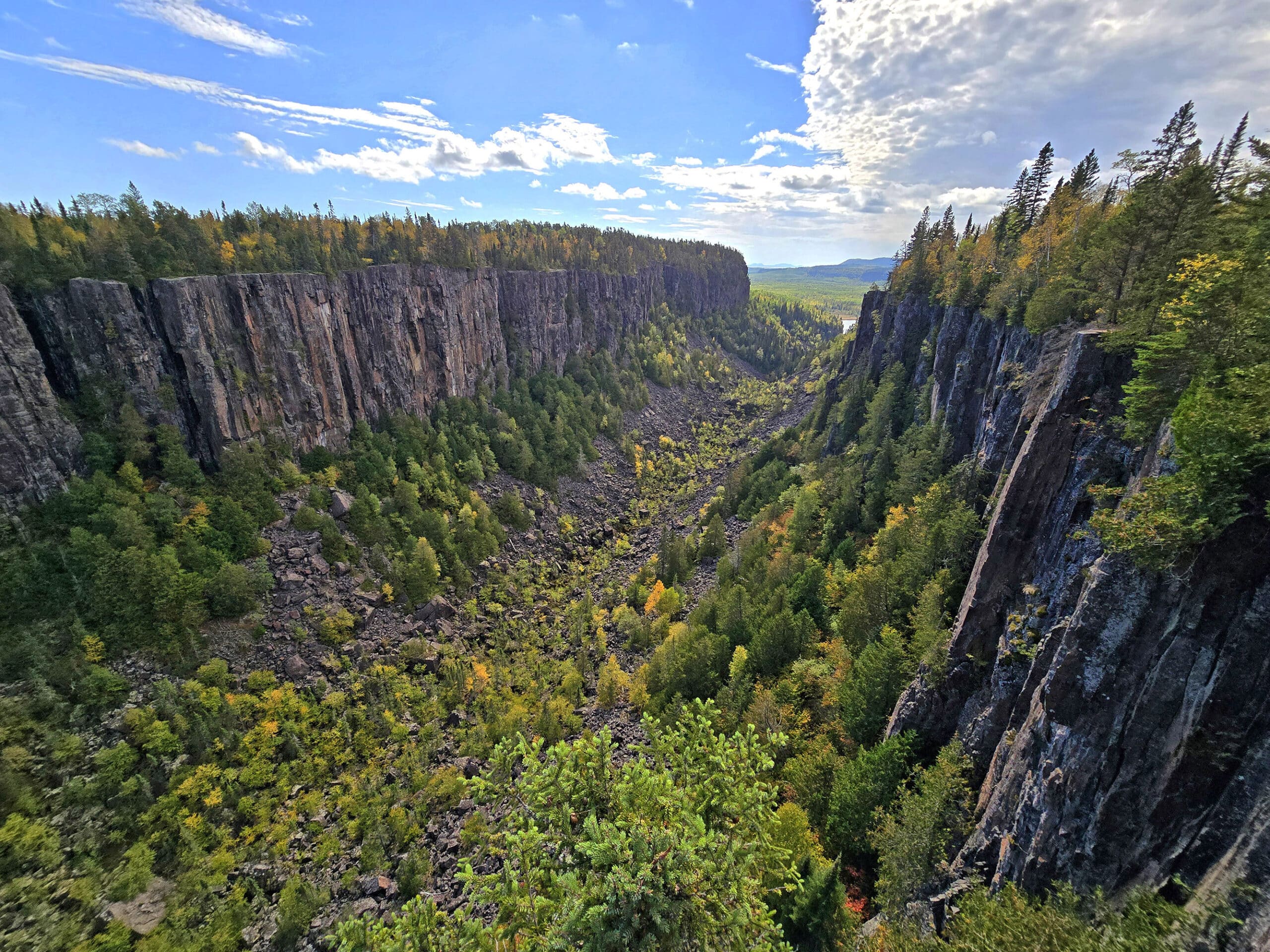 A view of Ouimet Canyon on a sunny day.