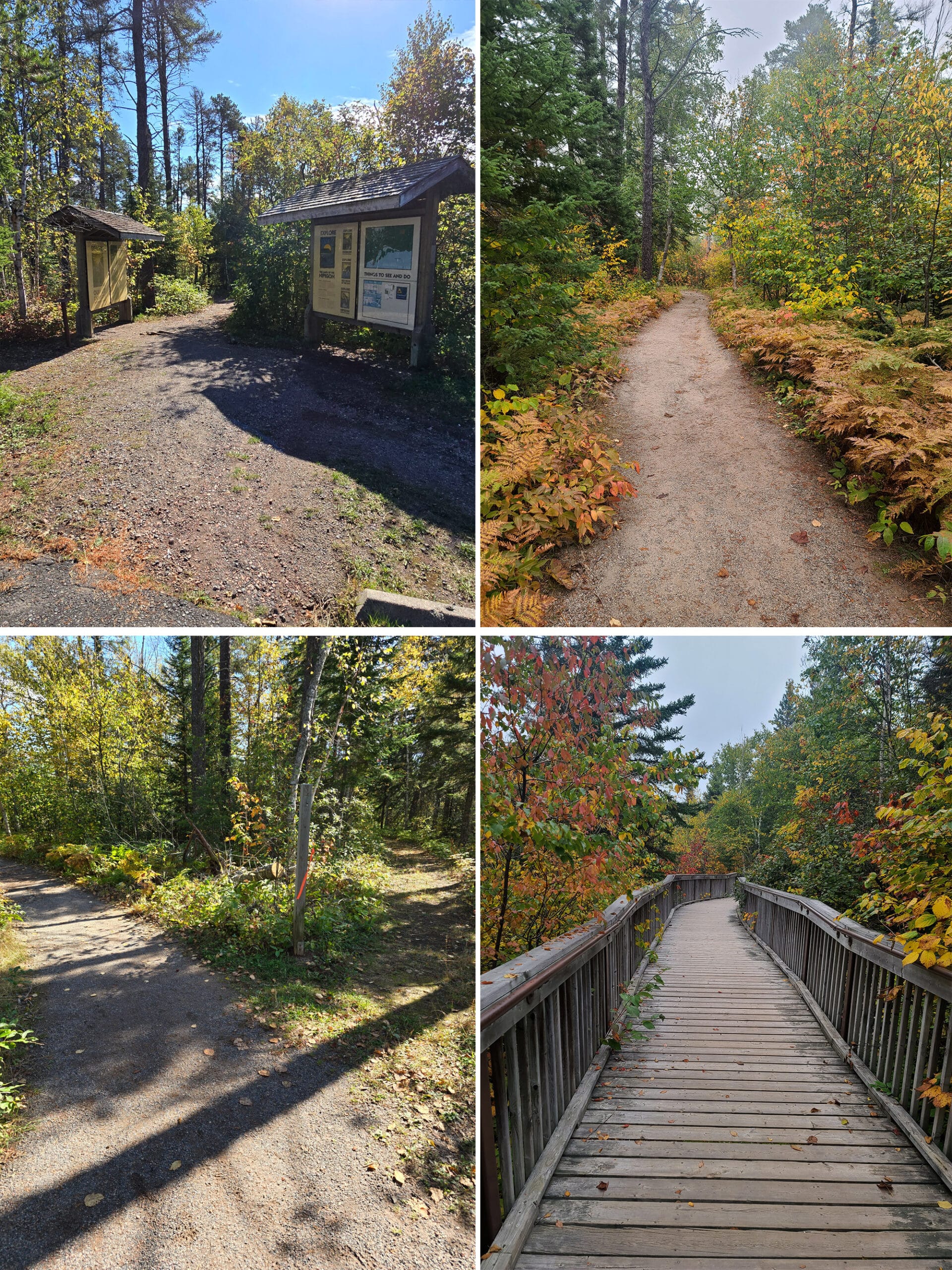 4 part image showing various views along the ouimet canyon trail.