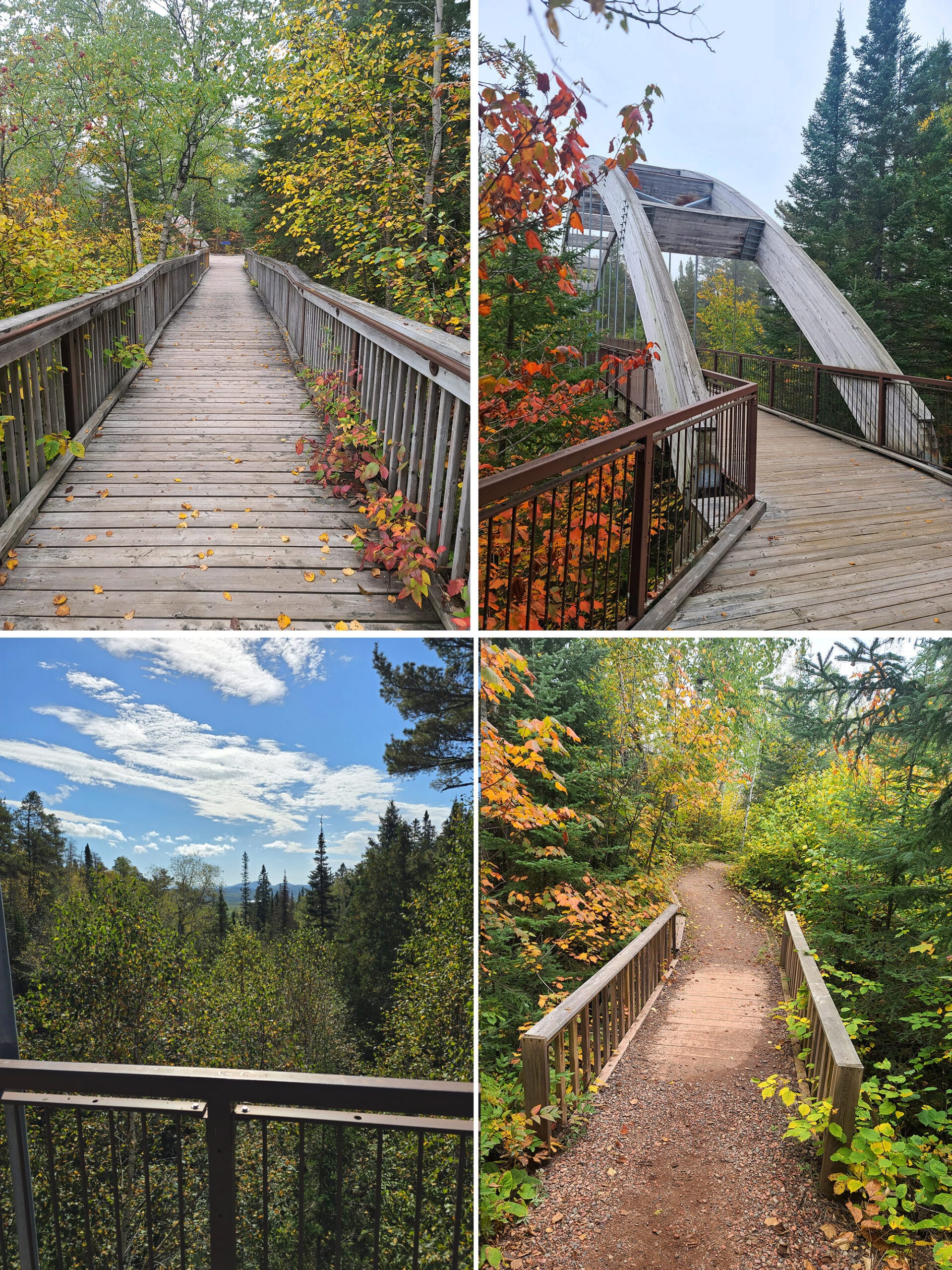 4 part image showing various views along the ouimet canyon trail.