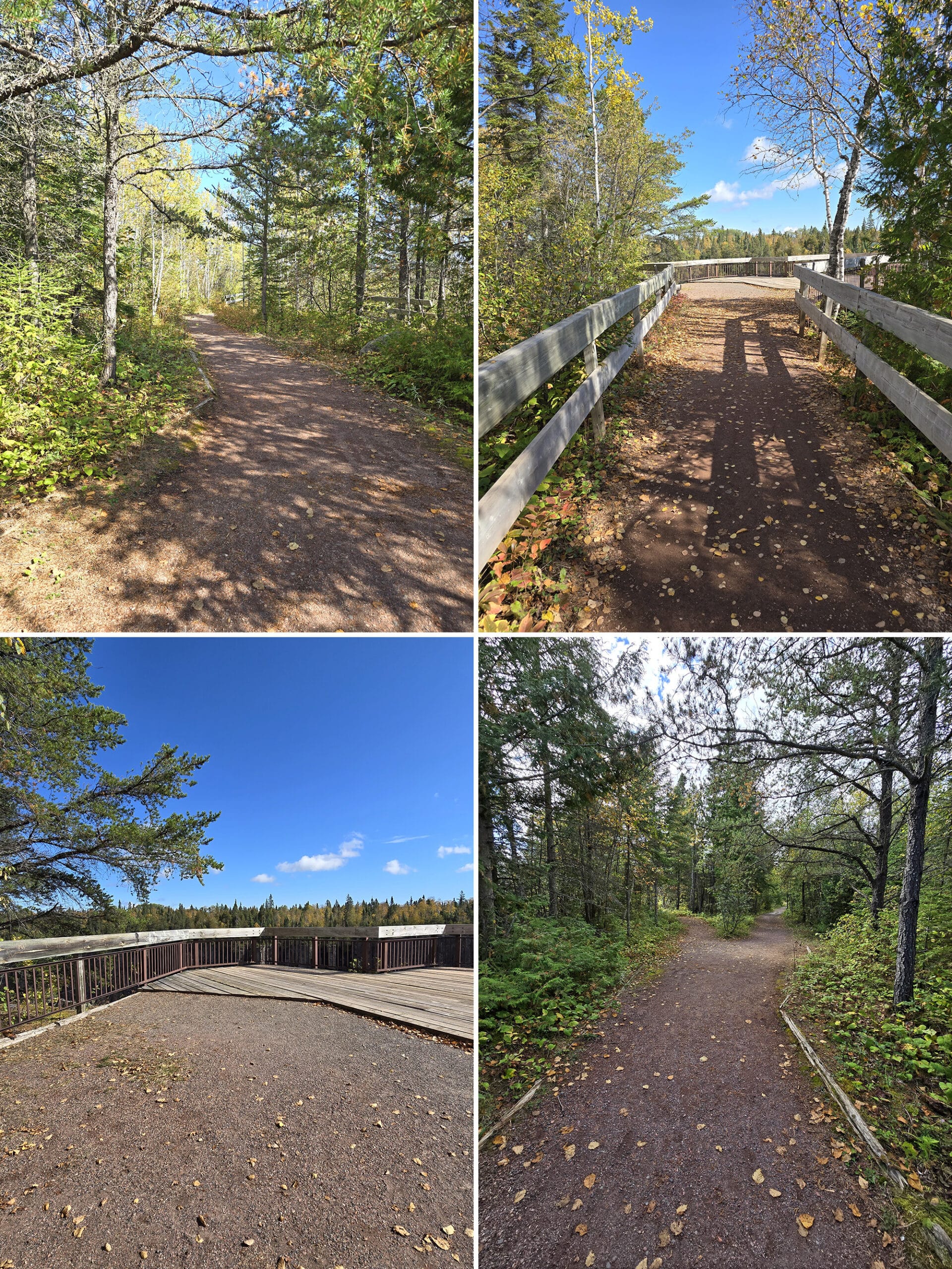 4 part image showing various views along the ouimet canyon trail.