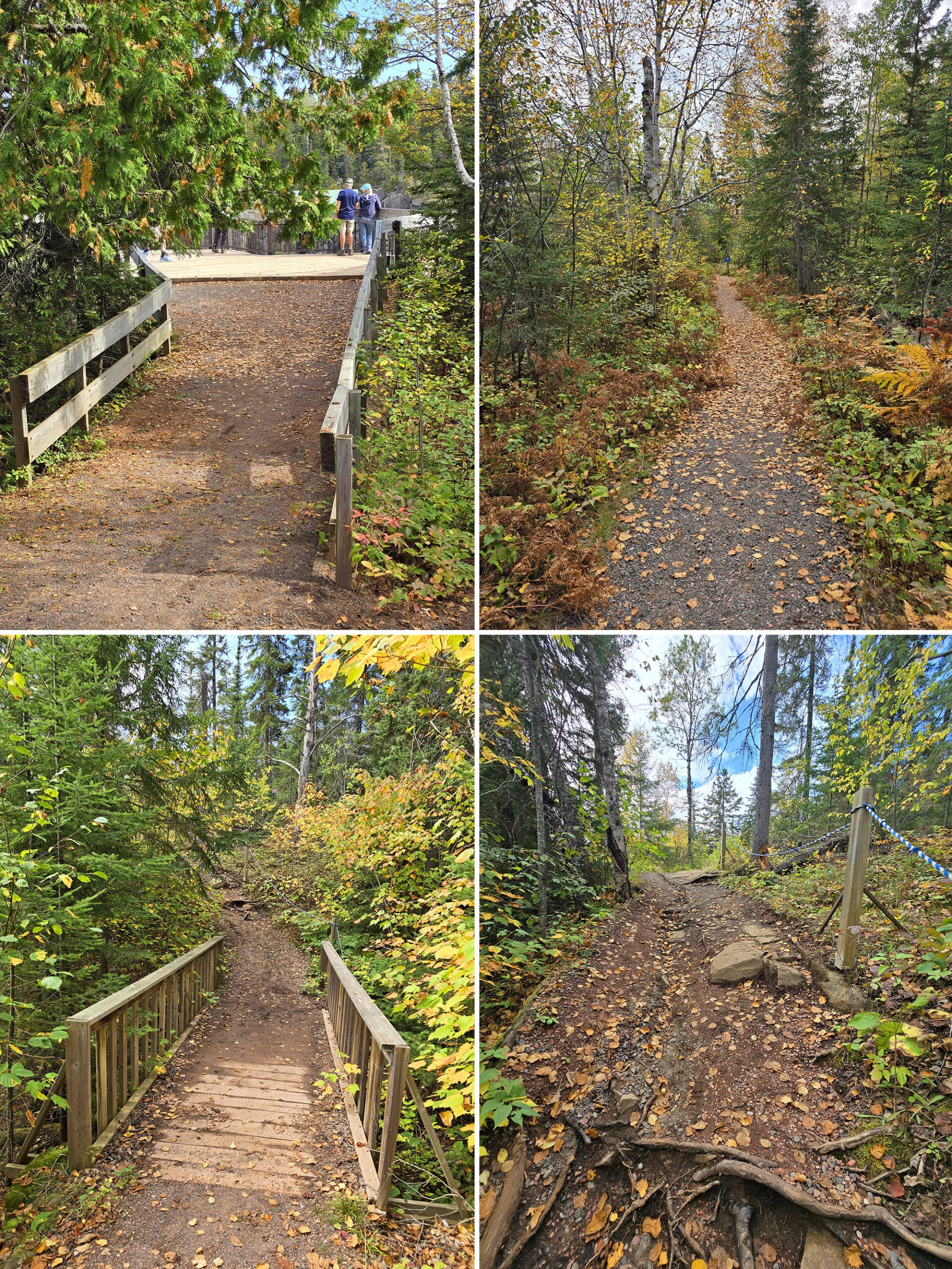 4 part image showing various views along the ouimet canyon trail.