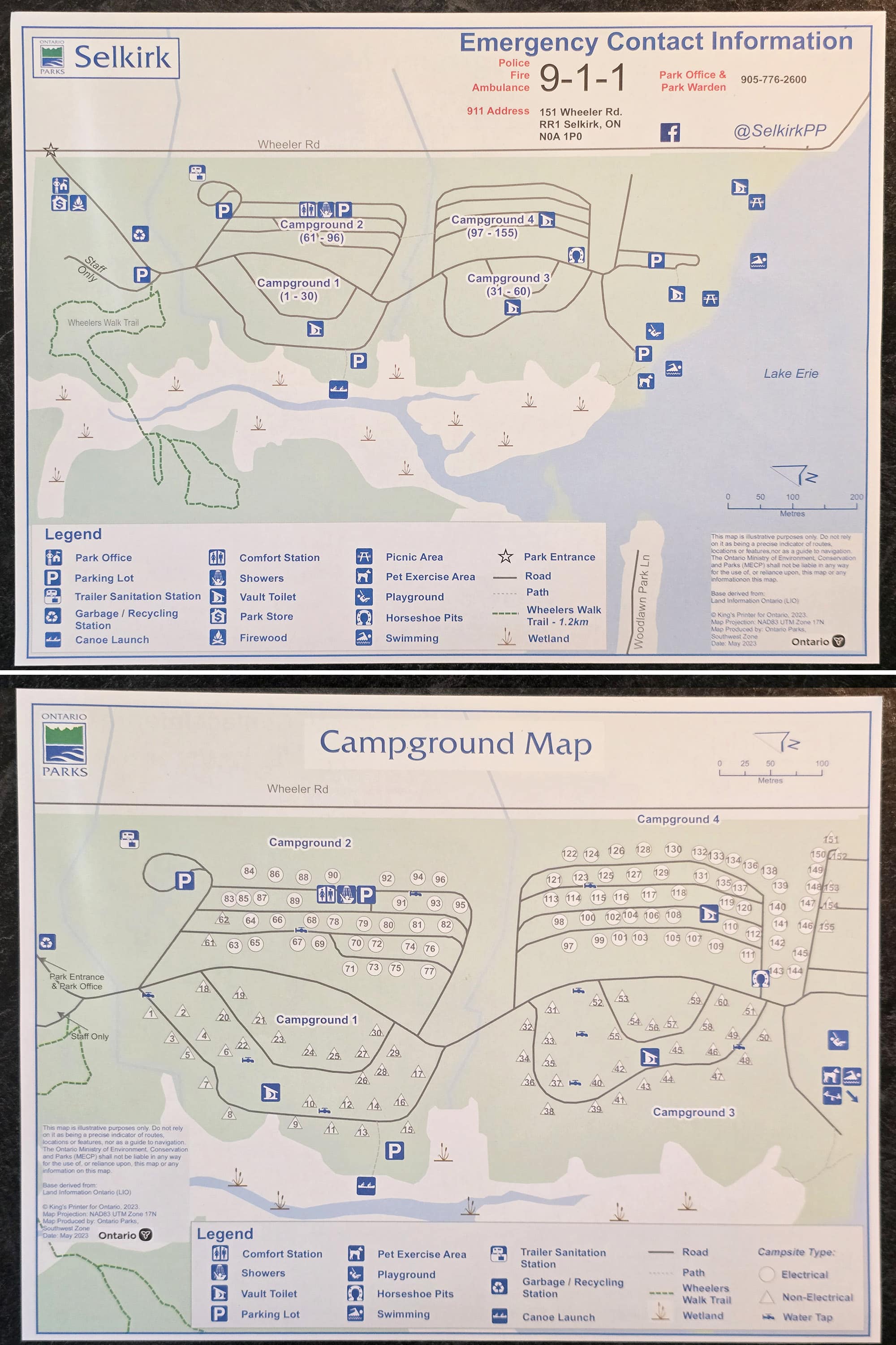 2 part image showing the Selkirk Provincial Park Map.
