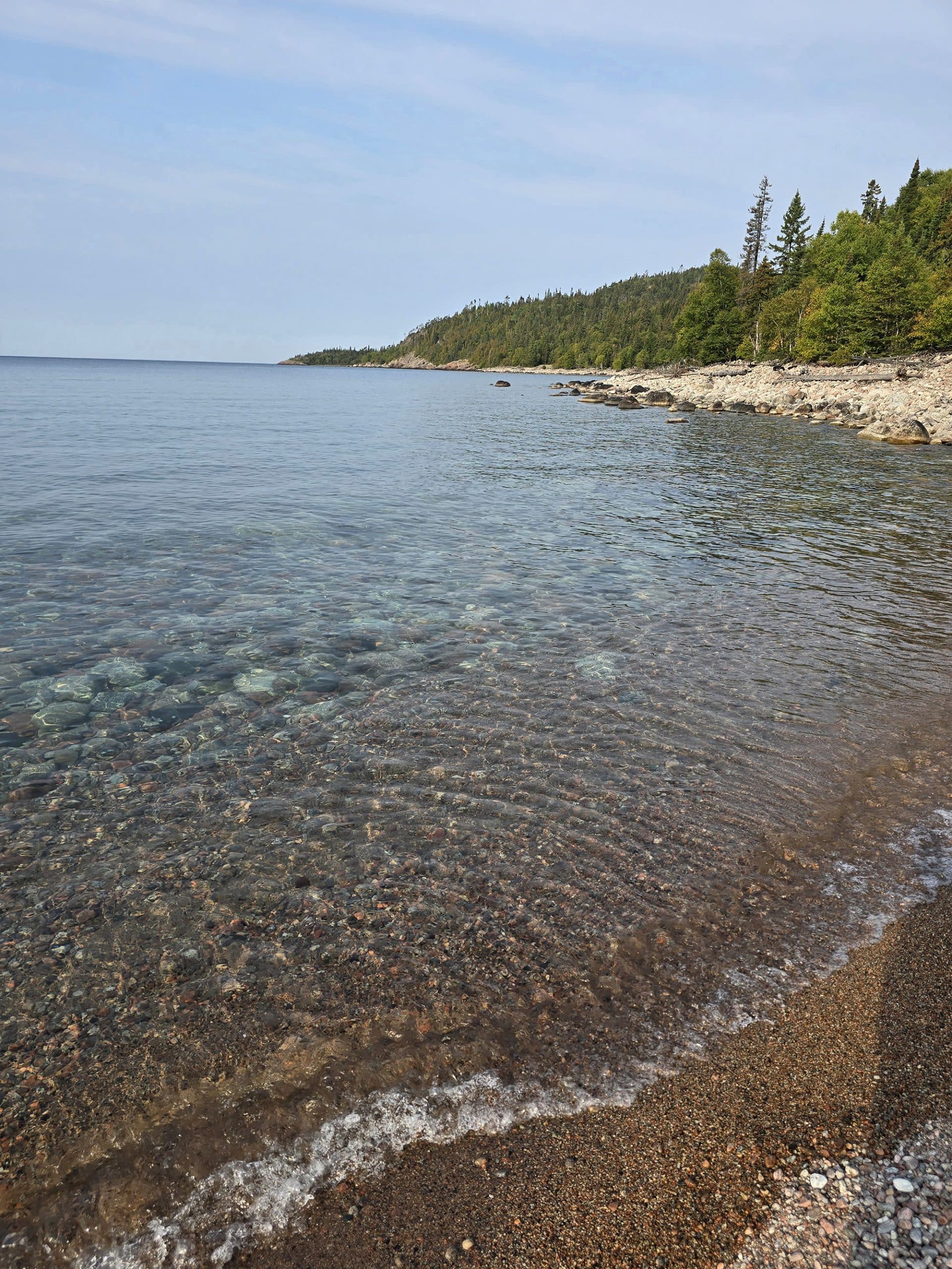 The beach at Old Woman Bay in Lake Superior Provincial Park.