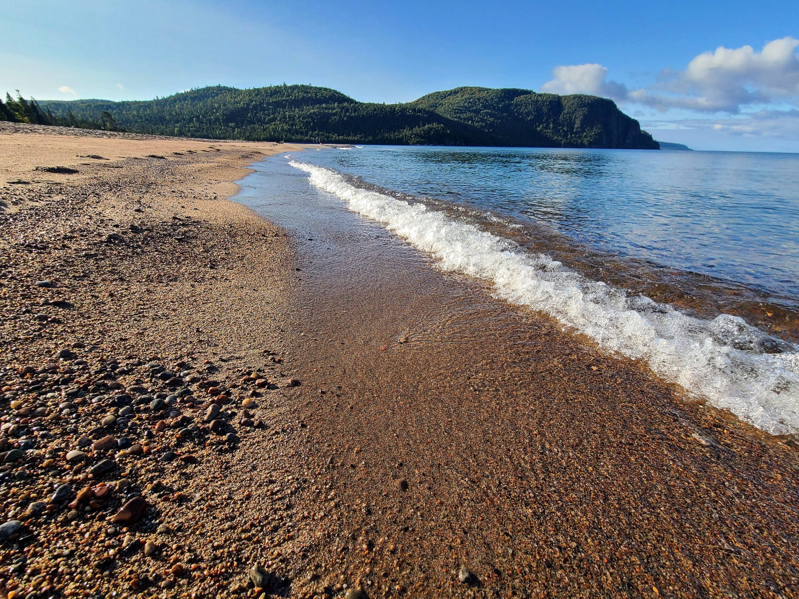 The beach at Old Woman Bay in Lake Superior Provincial Park.