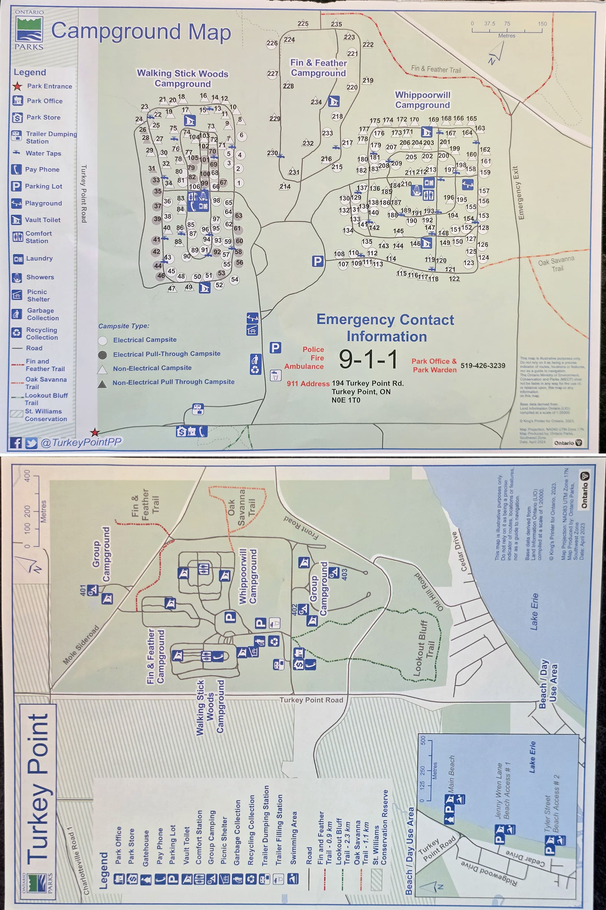 The Turkey Point Provincial Park Map.