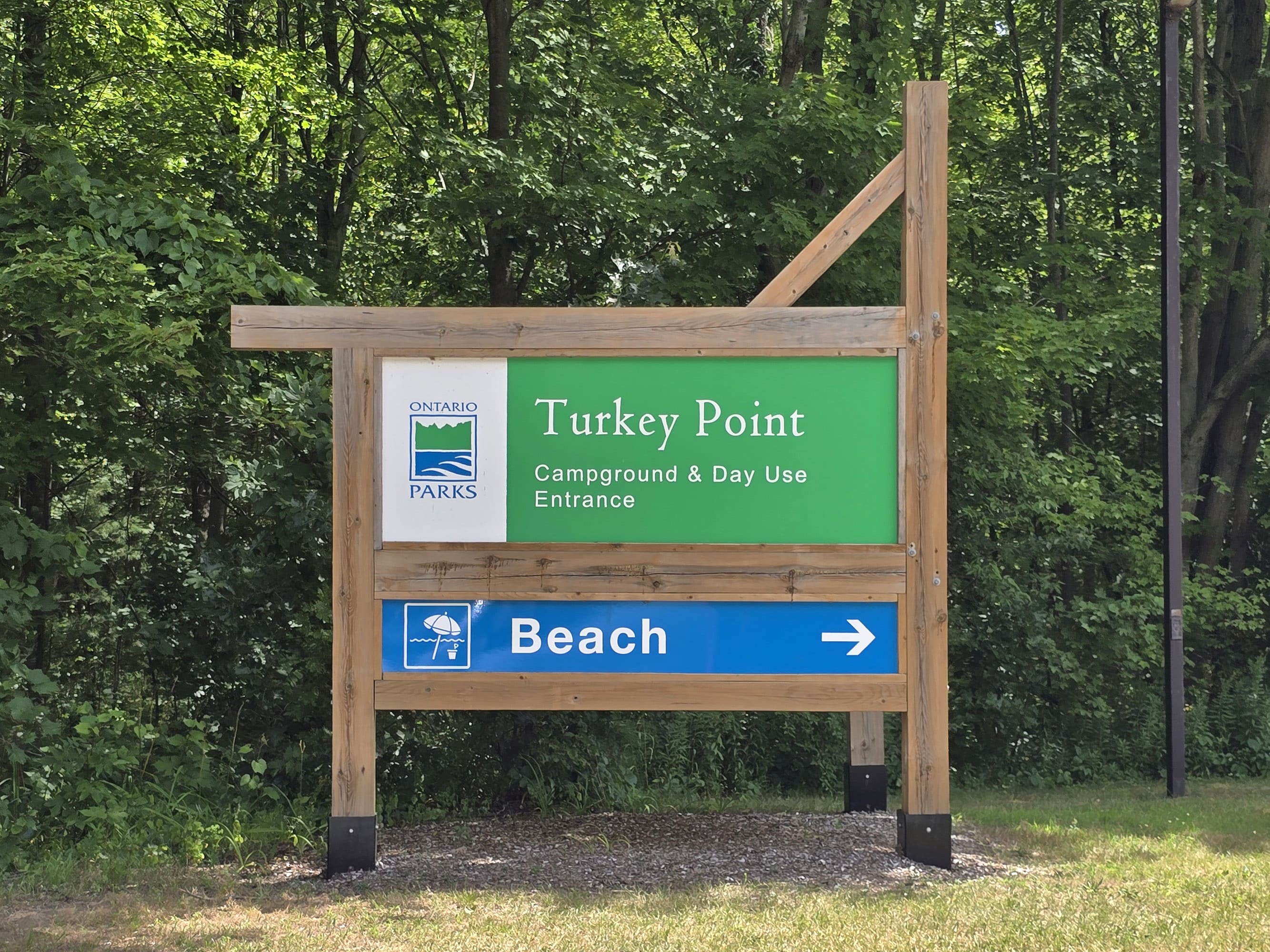 The Turkey Point Provincial Park highway sign.