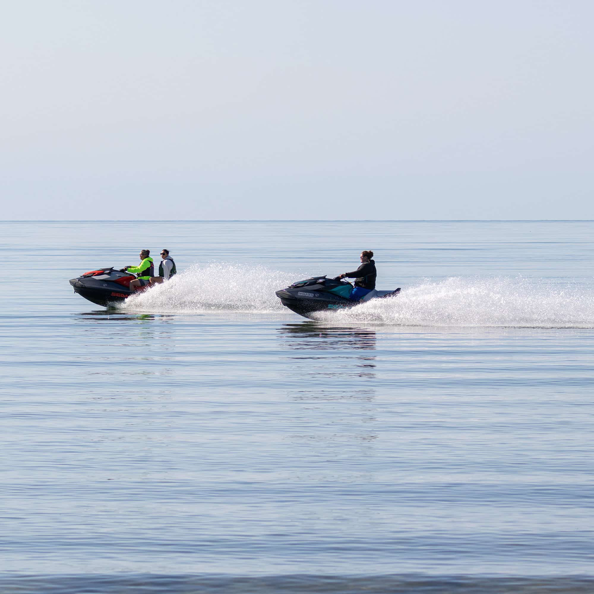 2 seadoos out on Lake superior.