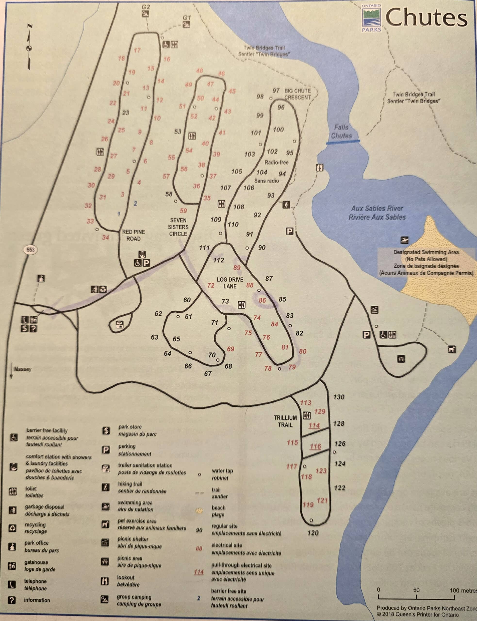 The chutes provincial park map.