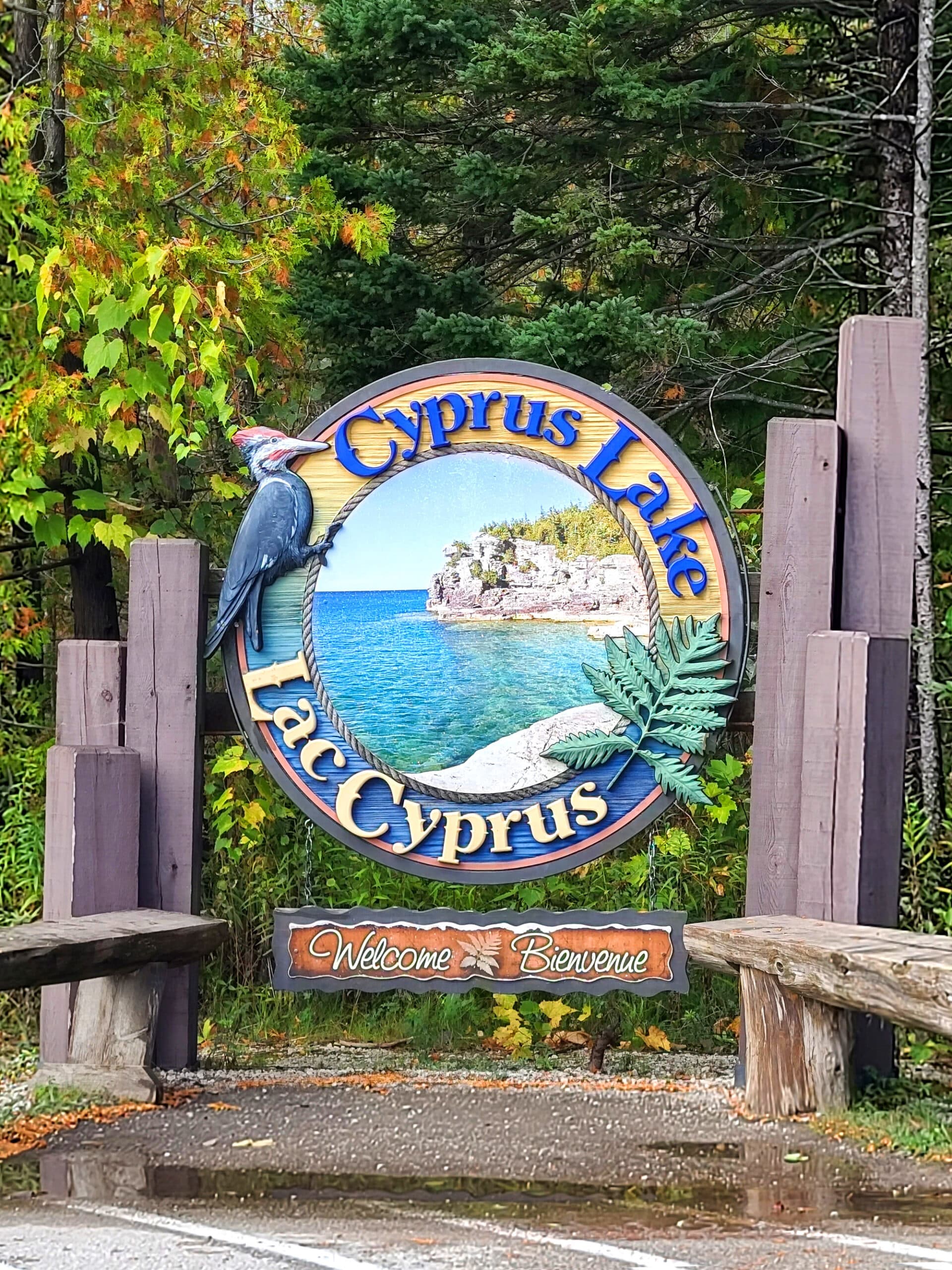 A colourful sign at Cyprus Lake campground.