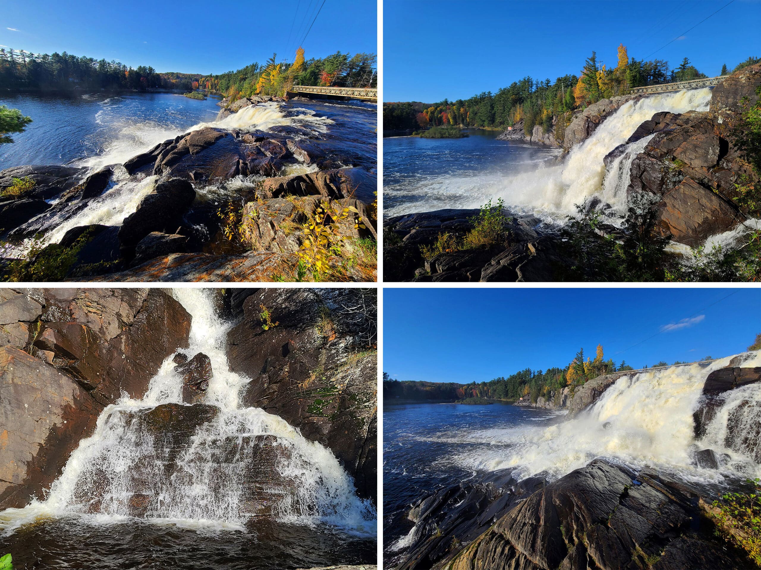 4 part image showing different views of High falls.