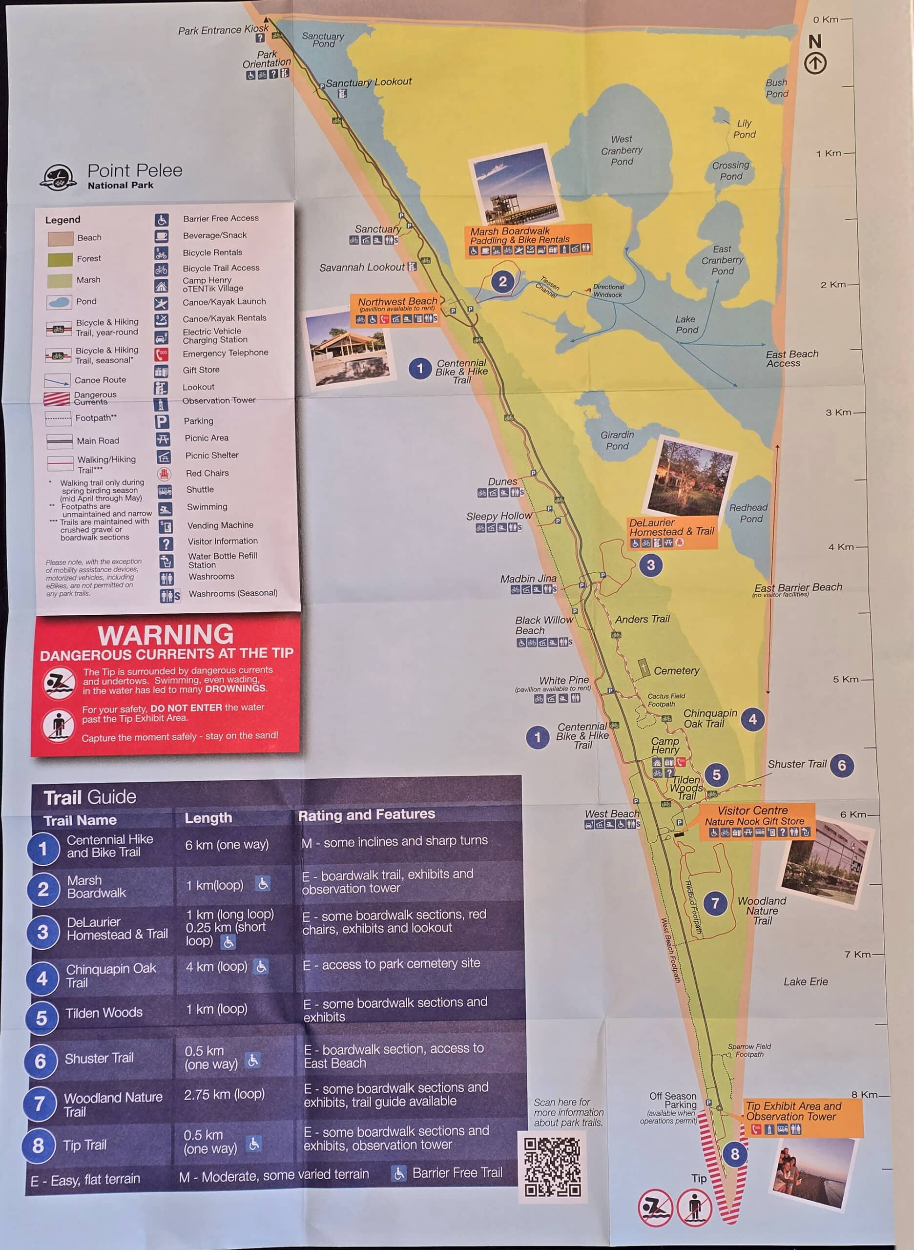 The map of Point Pelee National Park.