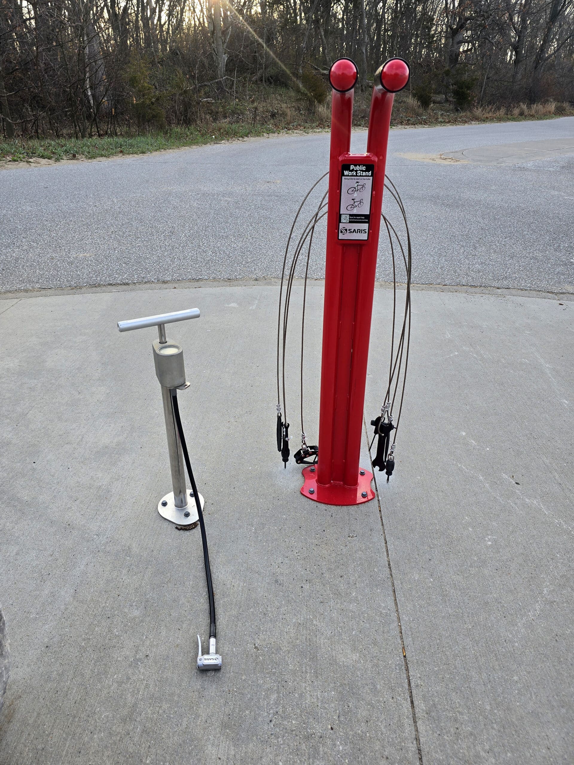 A bike repair stand.