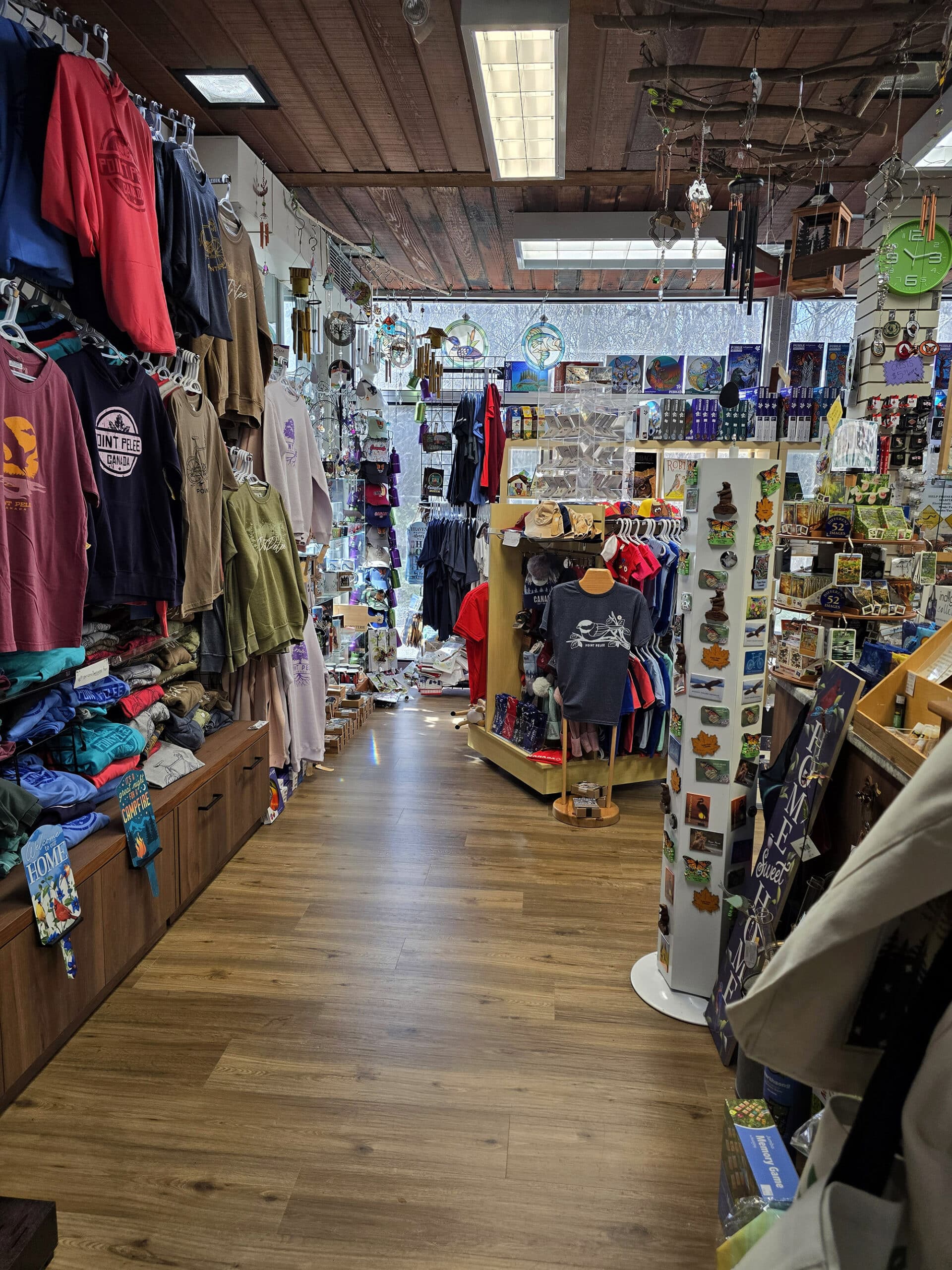 A small, crowded National Parks gift shop.