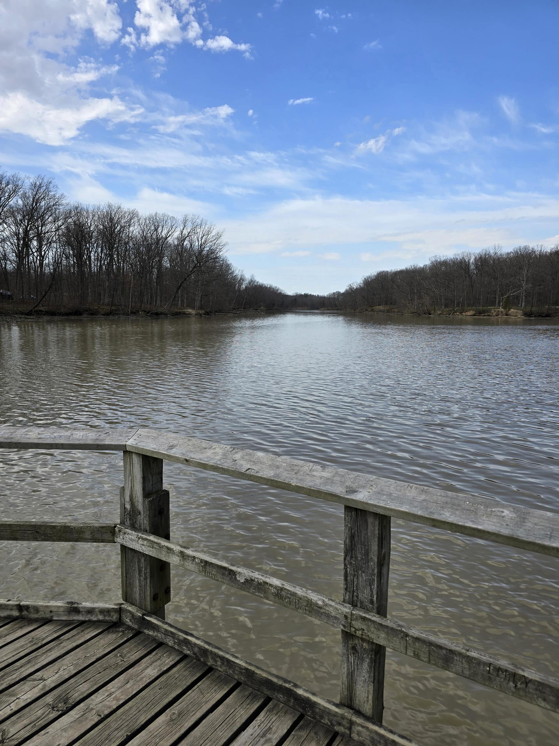 A view over Boosey creek, from a wooden platform.