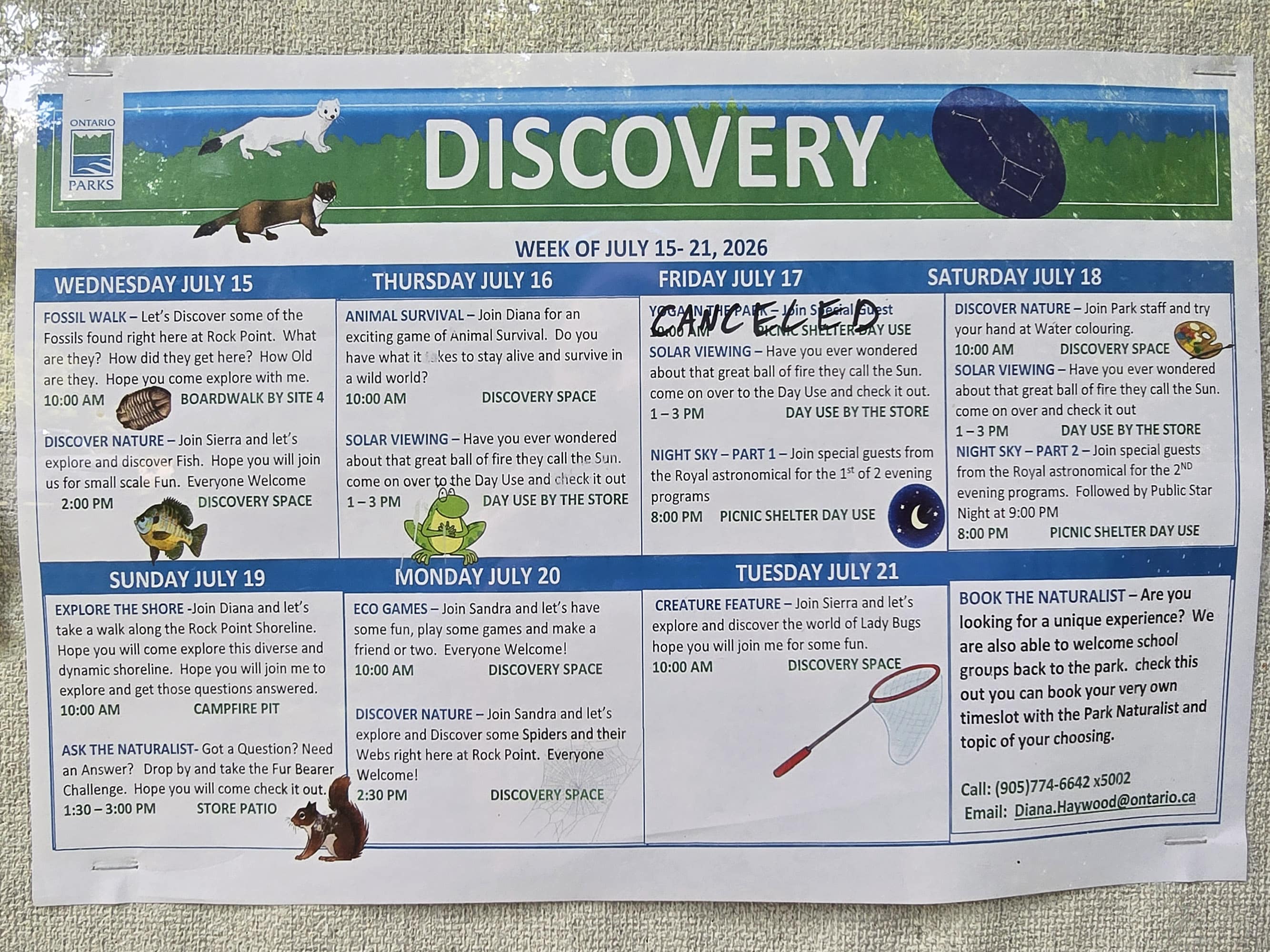 The discovery program schedule.