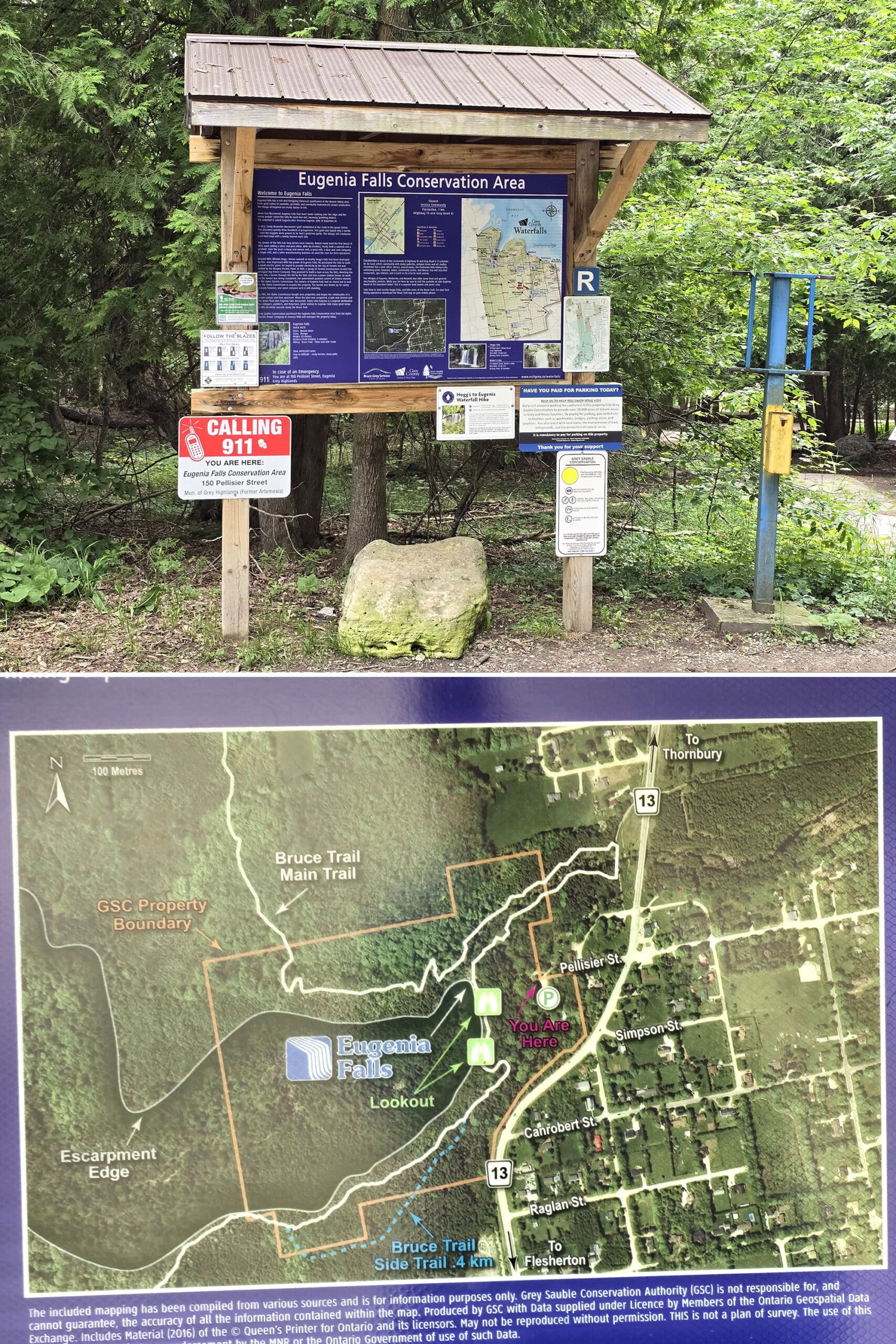 A large sign with maps and park info.