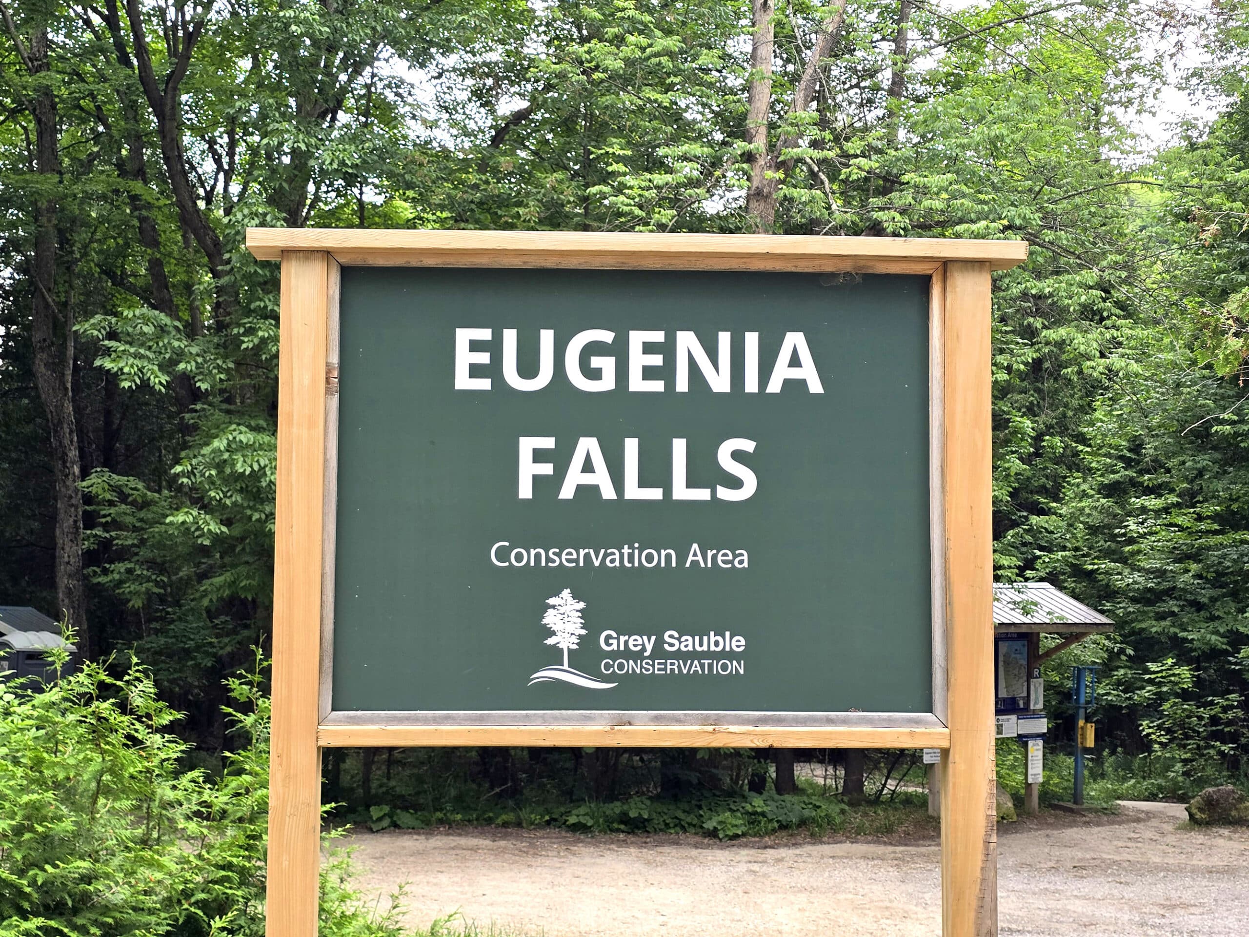 The Eugenia Falls Conservation Area sign.