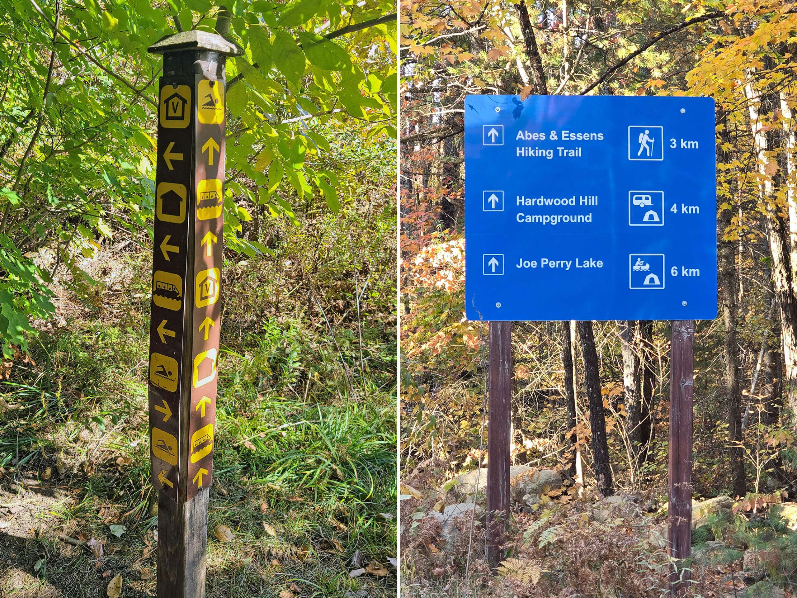 2 directional signs at Bon Echo Provincial Park.