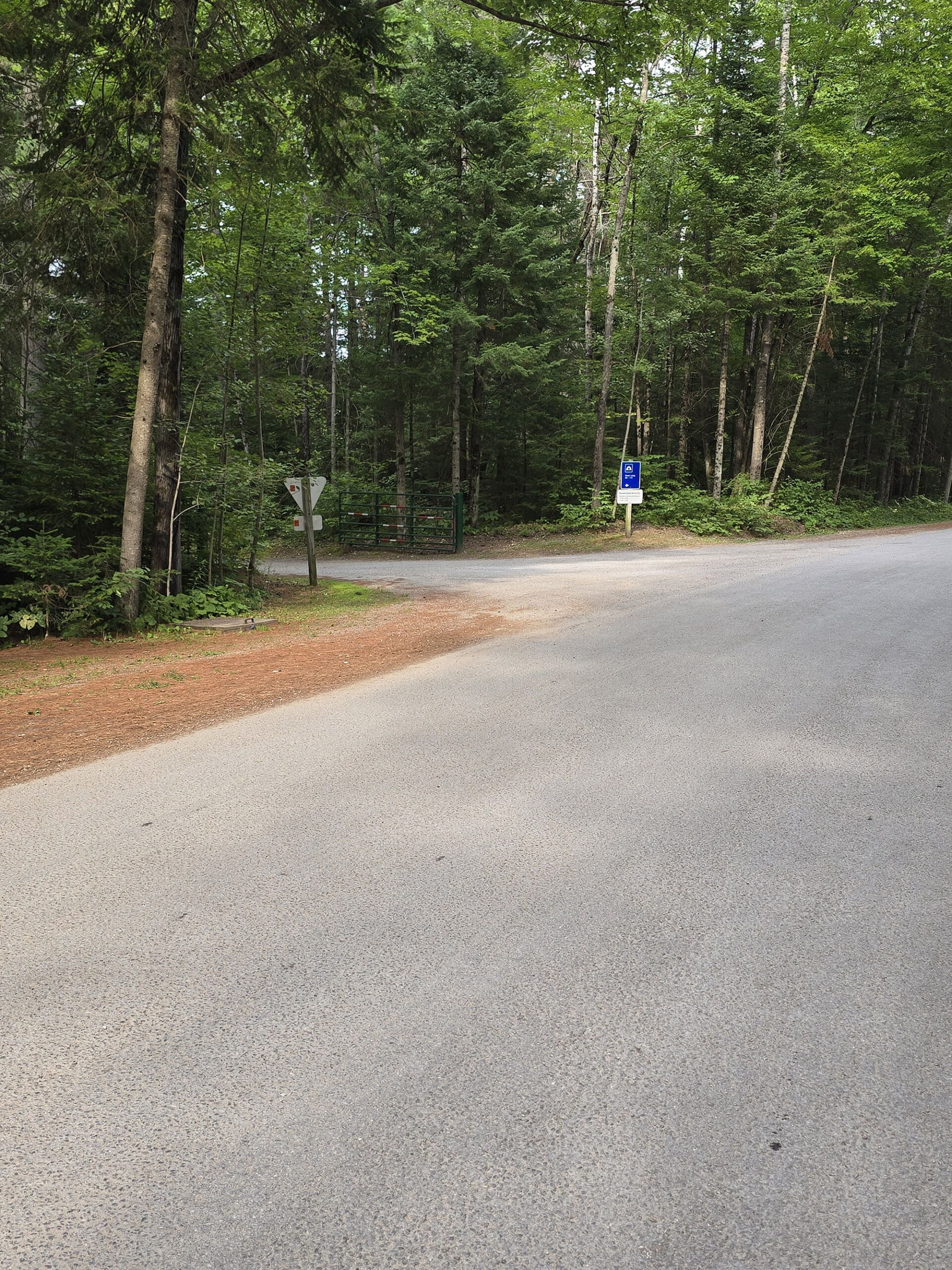 A tiny road sign from a bit of a distance.