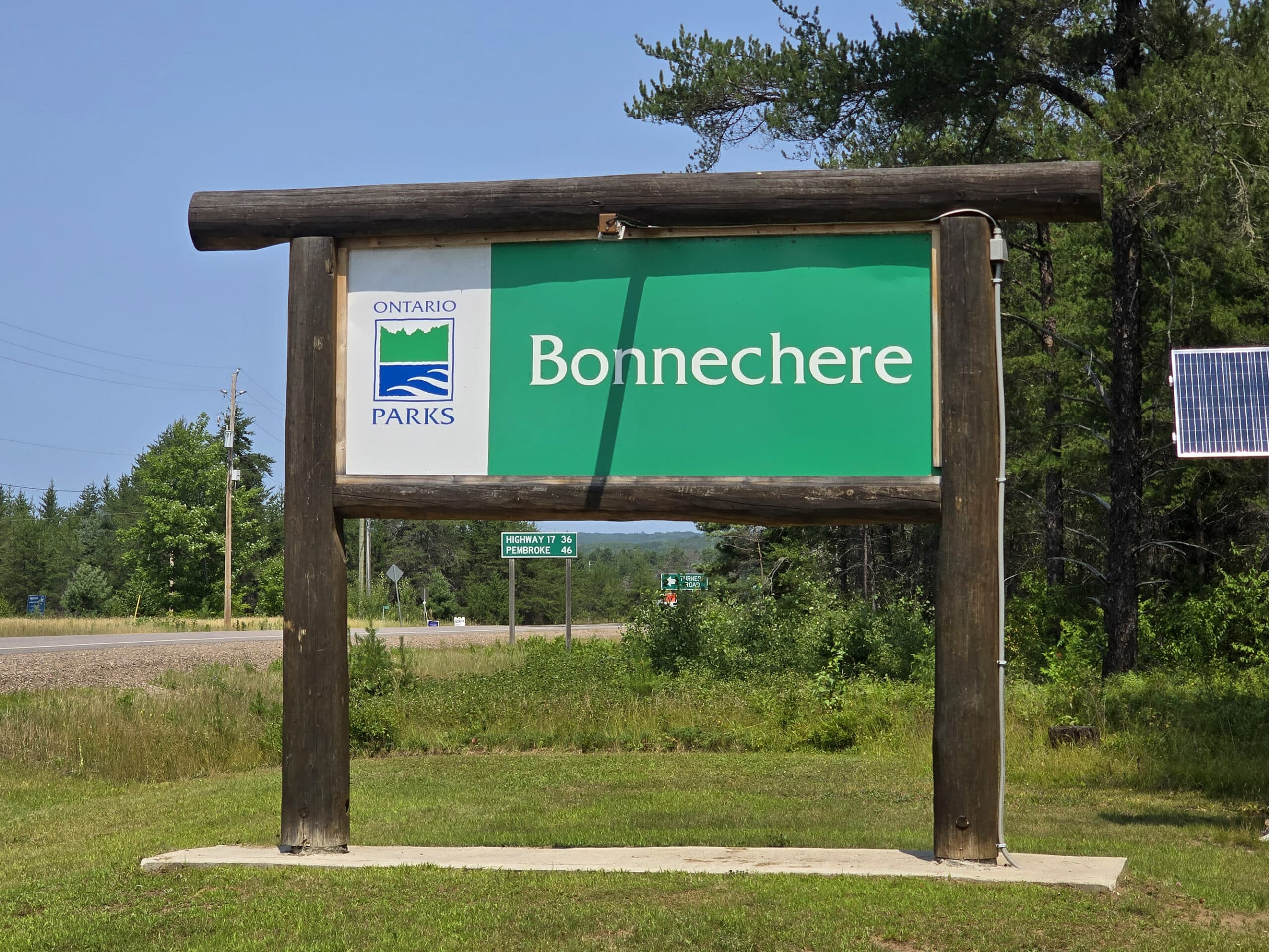 The Bonnechere Provincial Park sign.