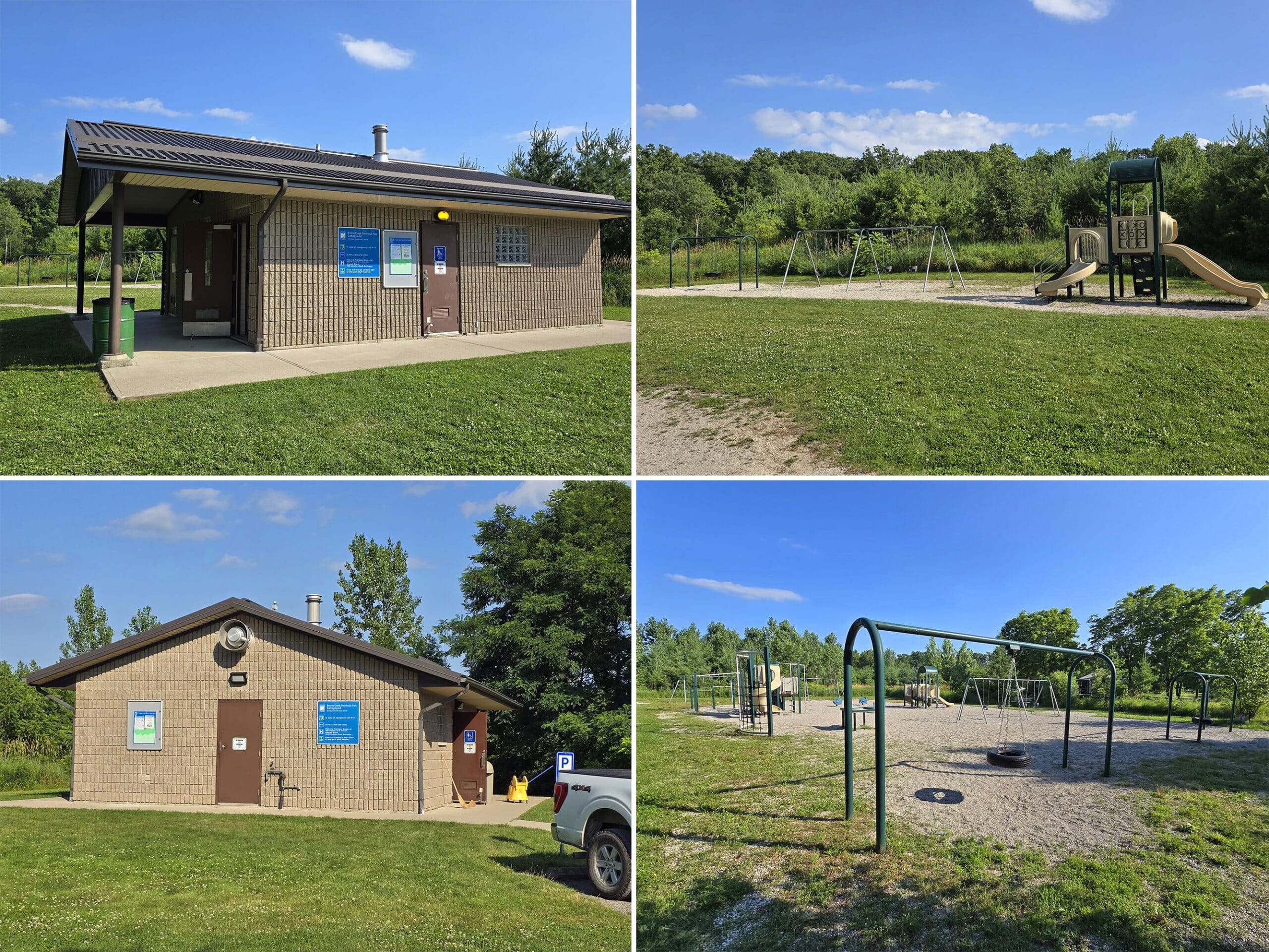 2 comfort stations and the playgrounds out back of each.