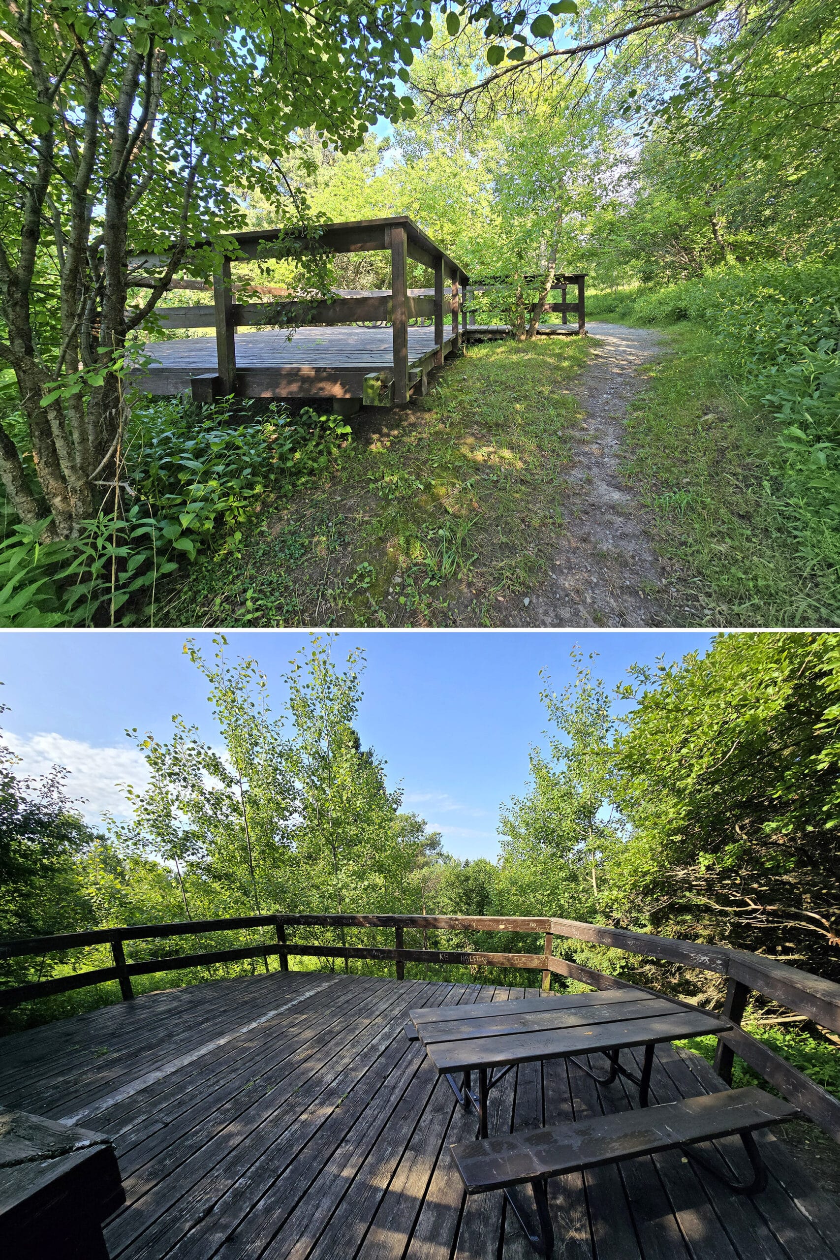 2 part image showing the lookout point at Burk Trail.