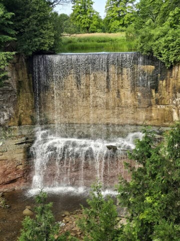 Indian Falls, a wide waterfall.