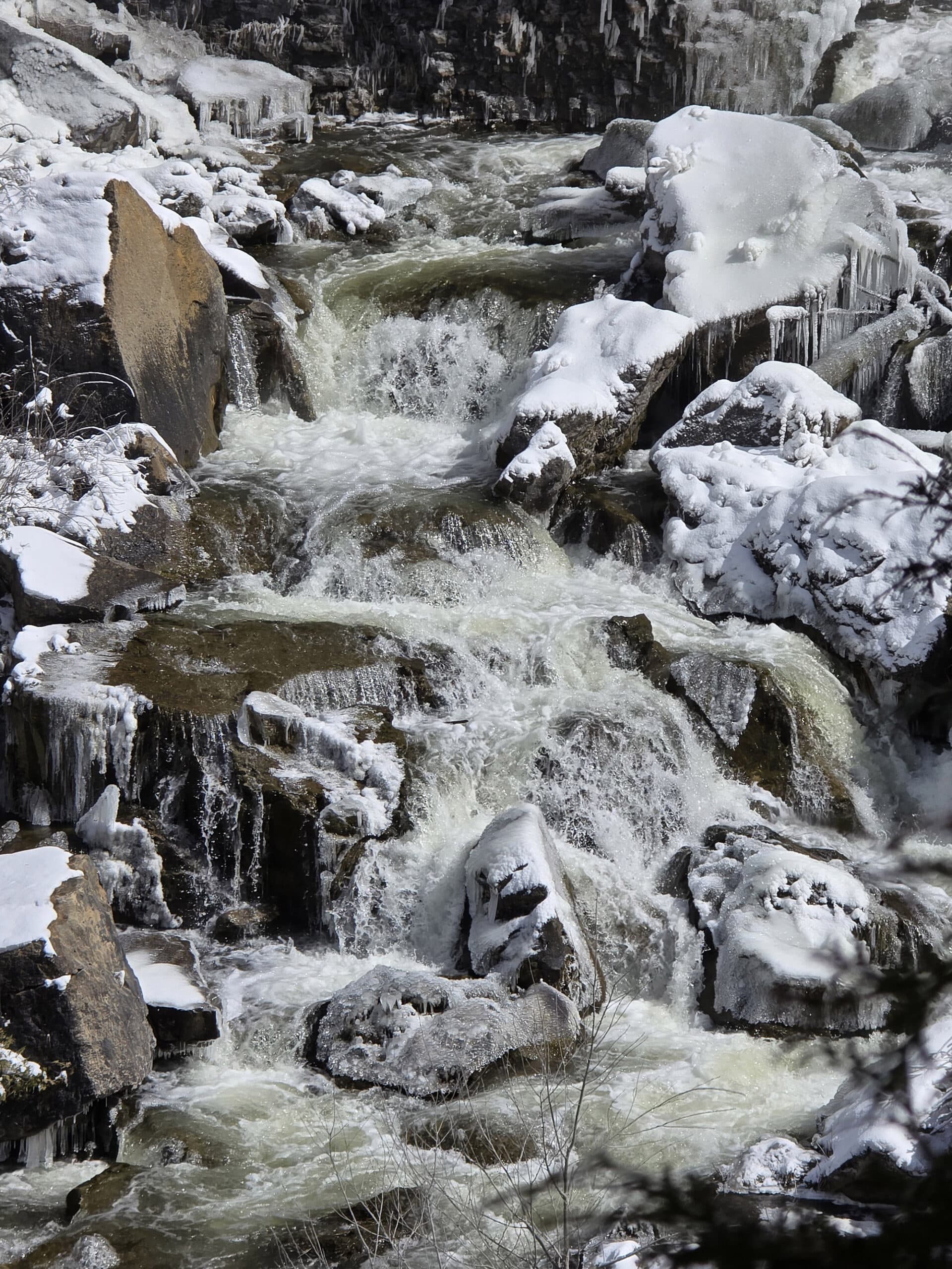 Inglis Falls Waterfall in winter.