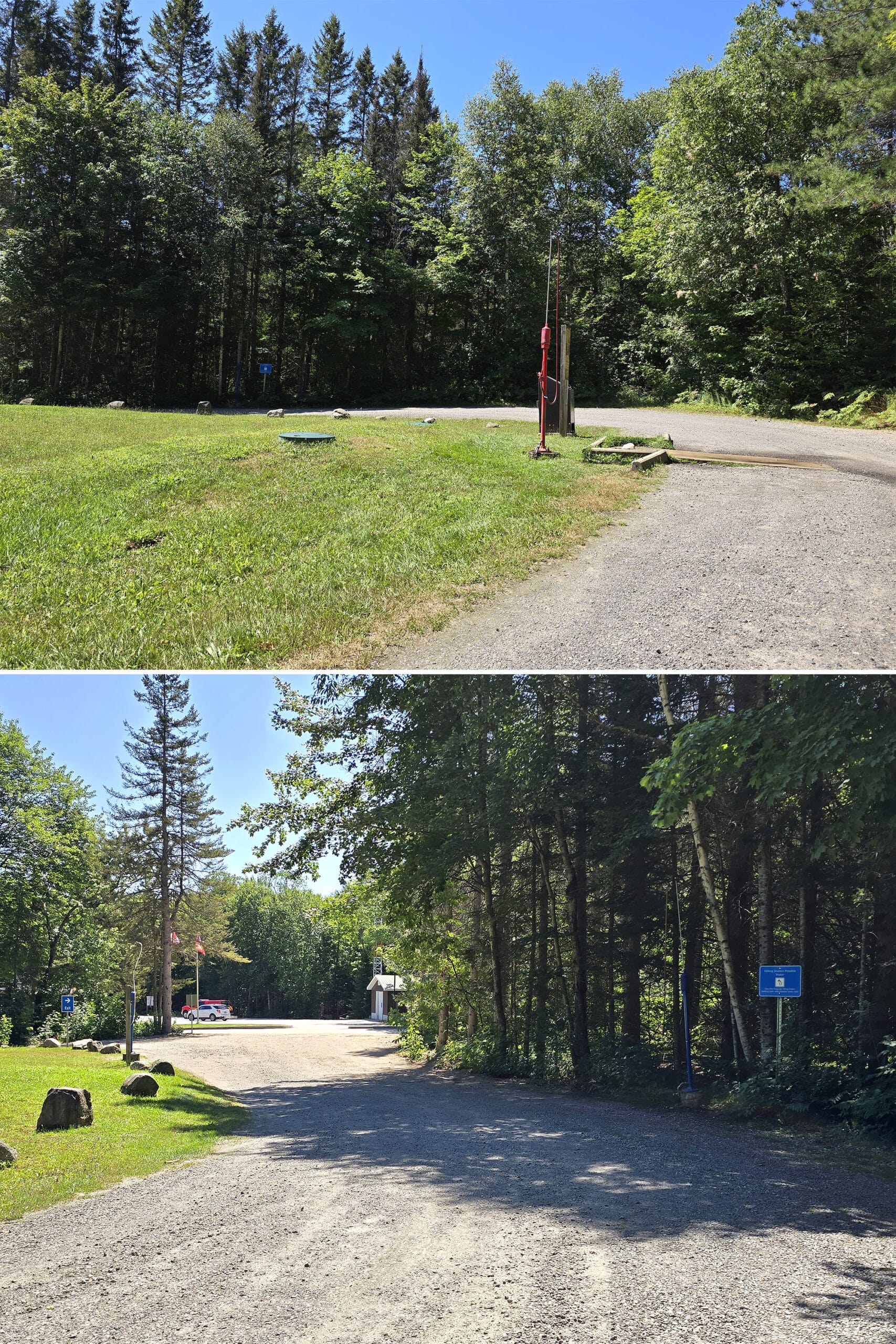 2 part image showing the dump and fill platforms at the mikisew campground.