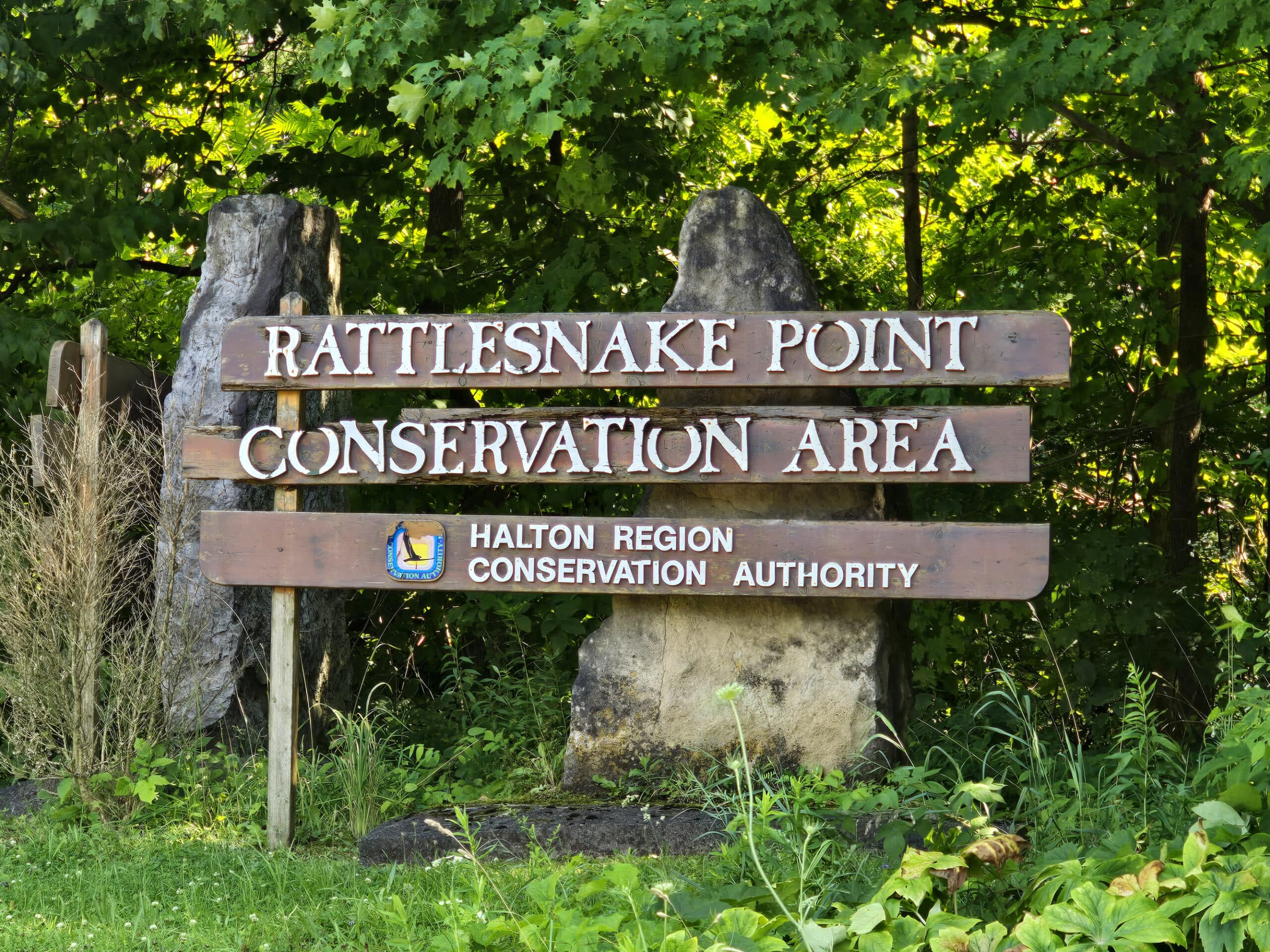 The Rattlesnake Point Conservation Area sign.