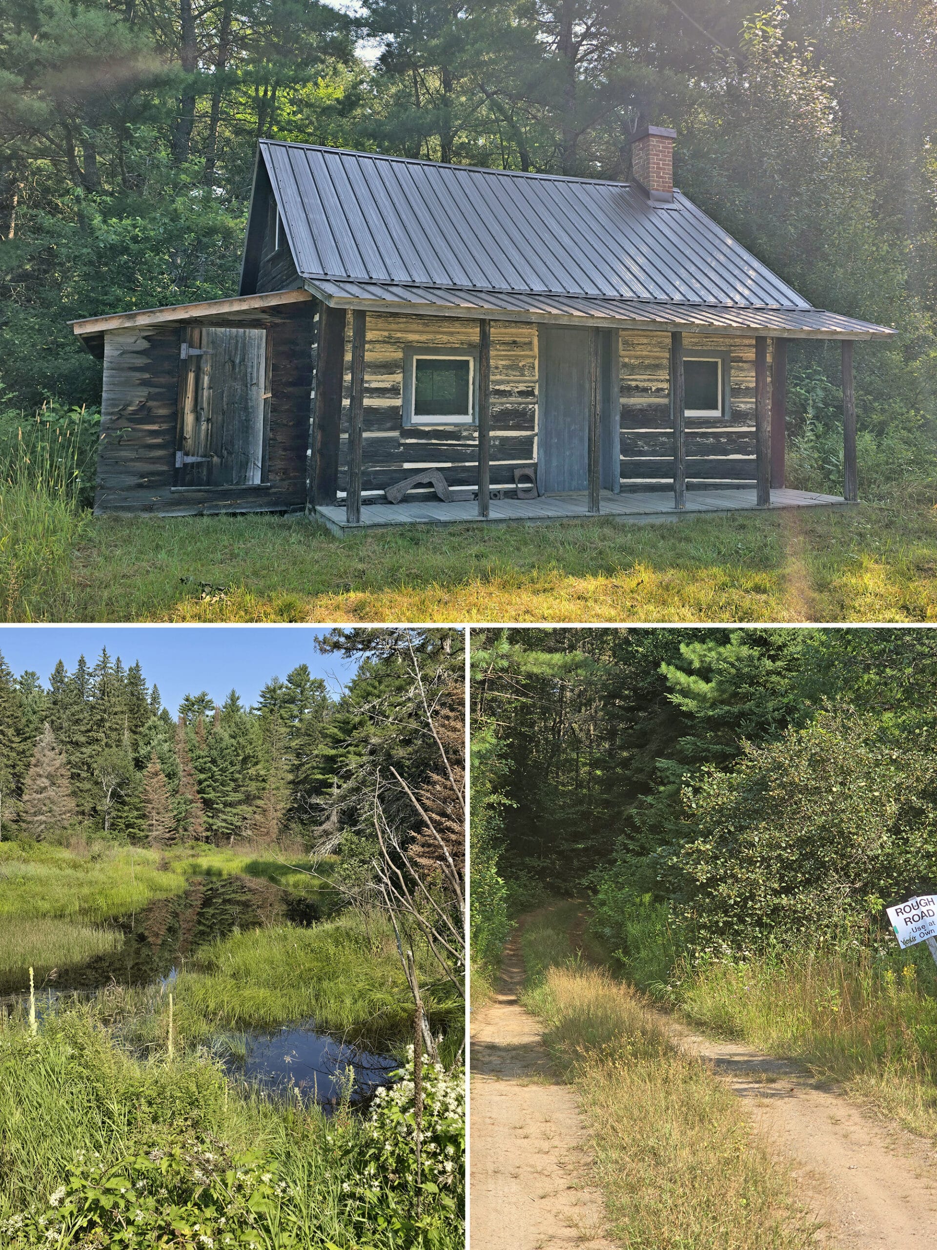 4 part image showing various views along the River Basin Depot Trail on the Walks of the Little Bonnechere River.