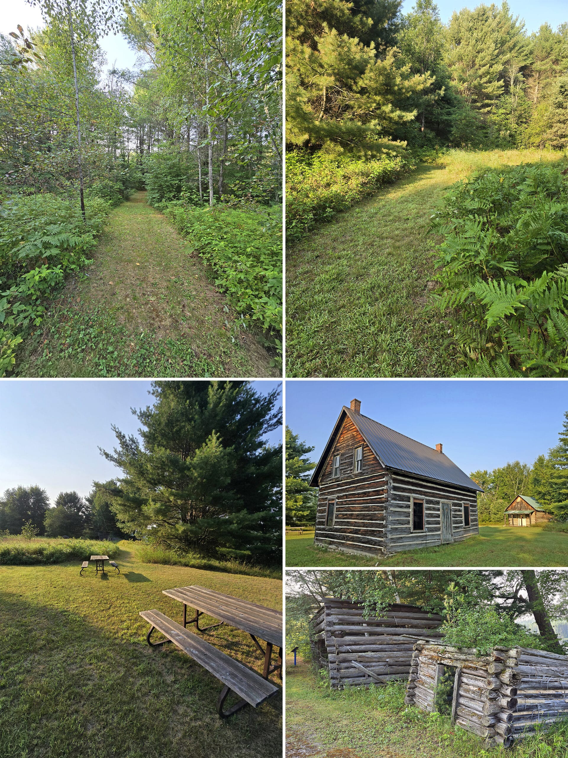 4 part image showing various views along the LaFleur Homestead Trail on the Walks of the Little Bonnechere River.