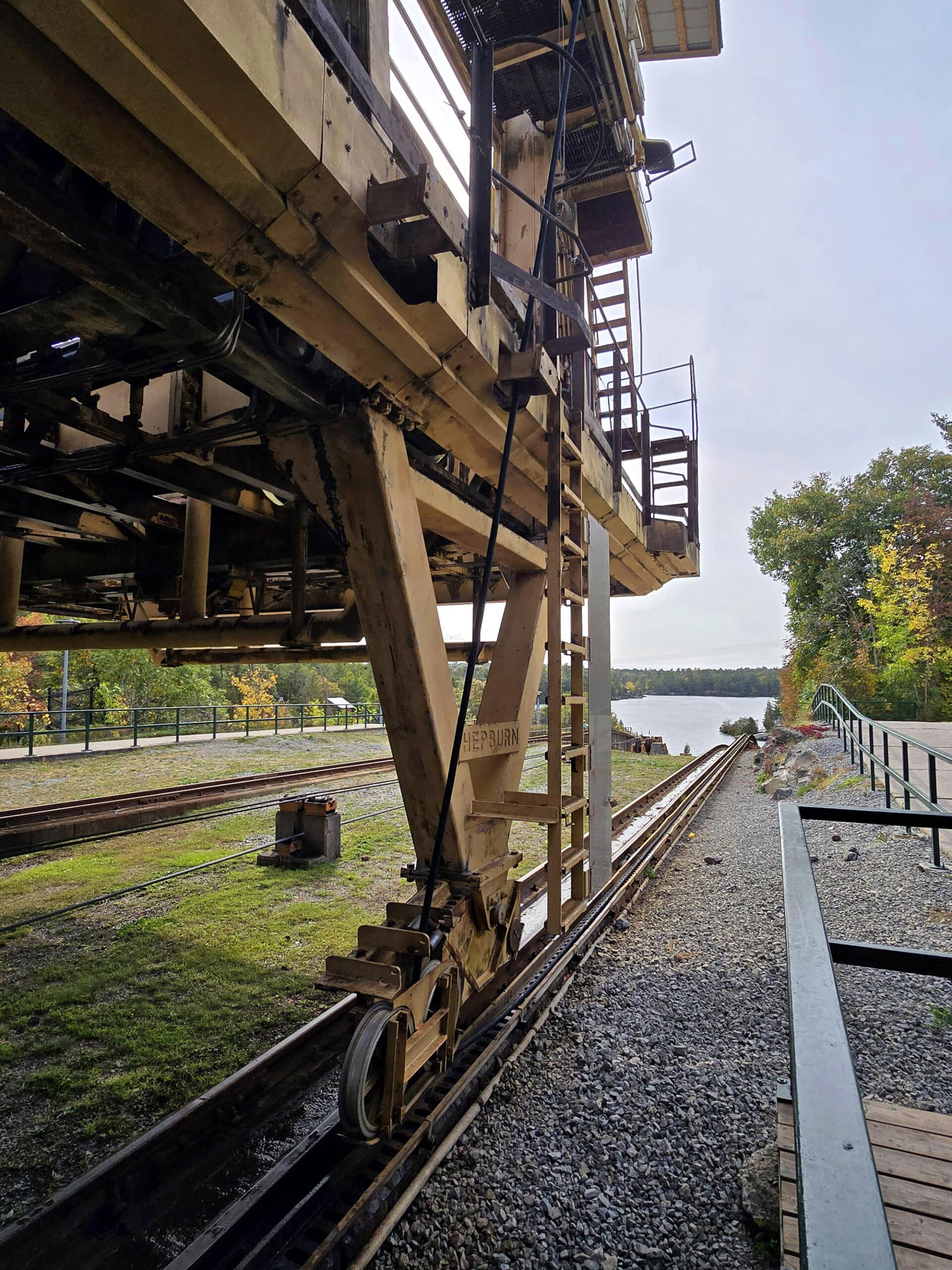 The underside of the big chute marine railway carriage.