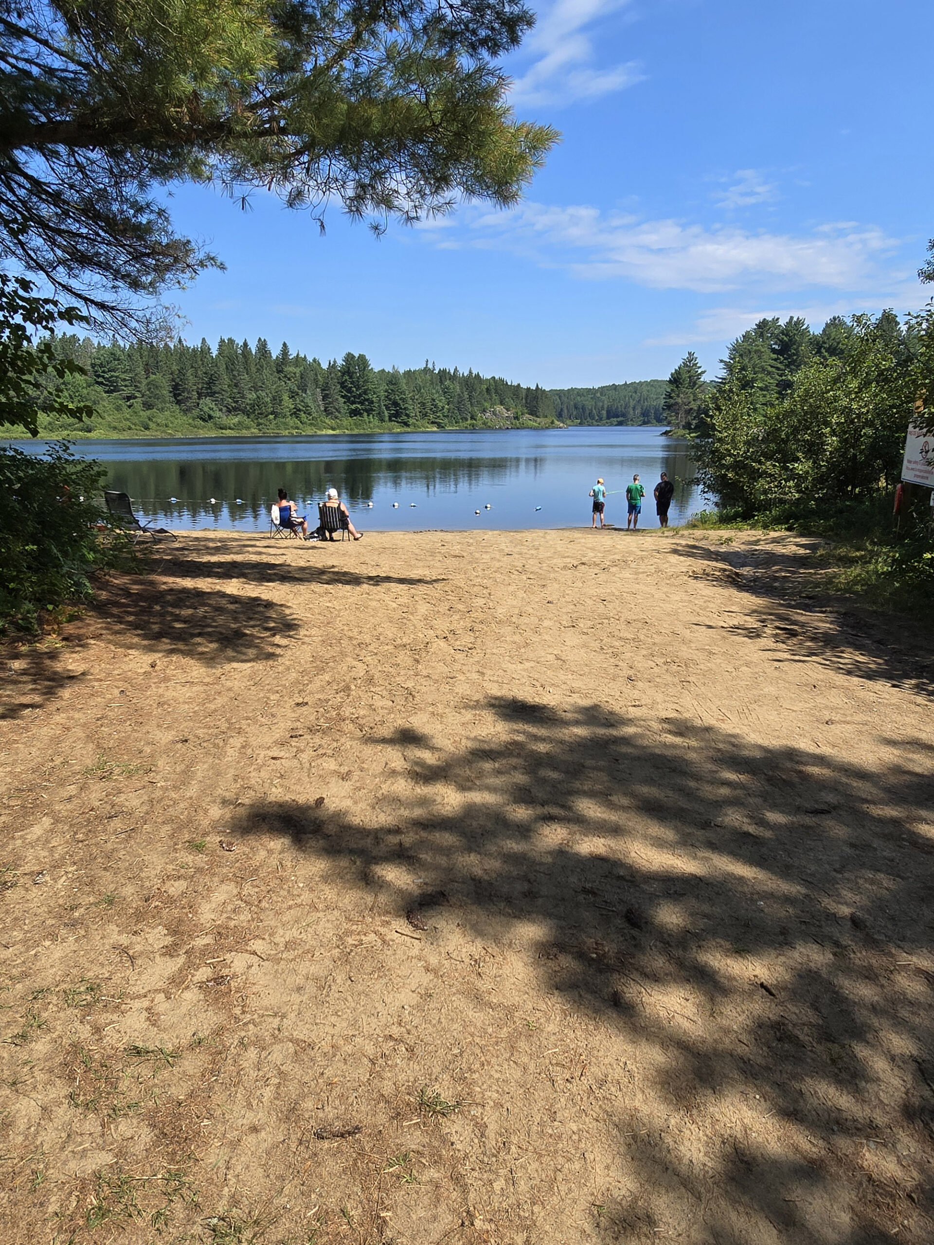 A sandy beach at Kearney Lake Campground