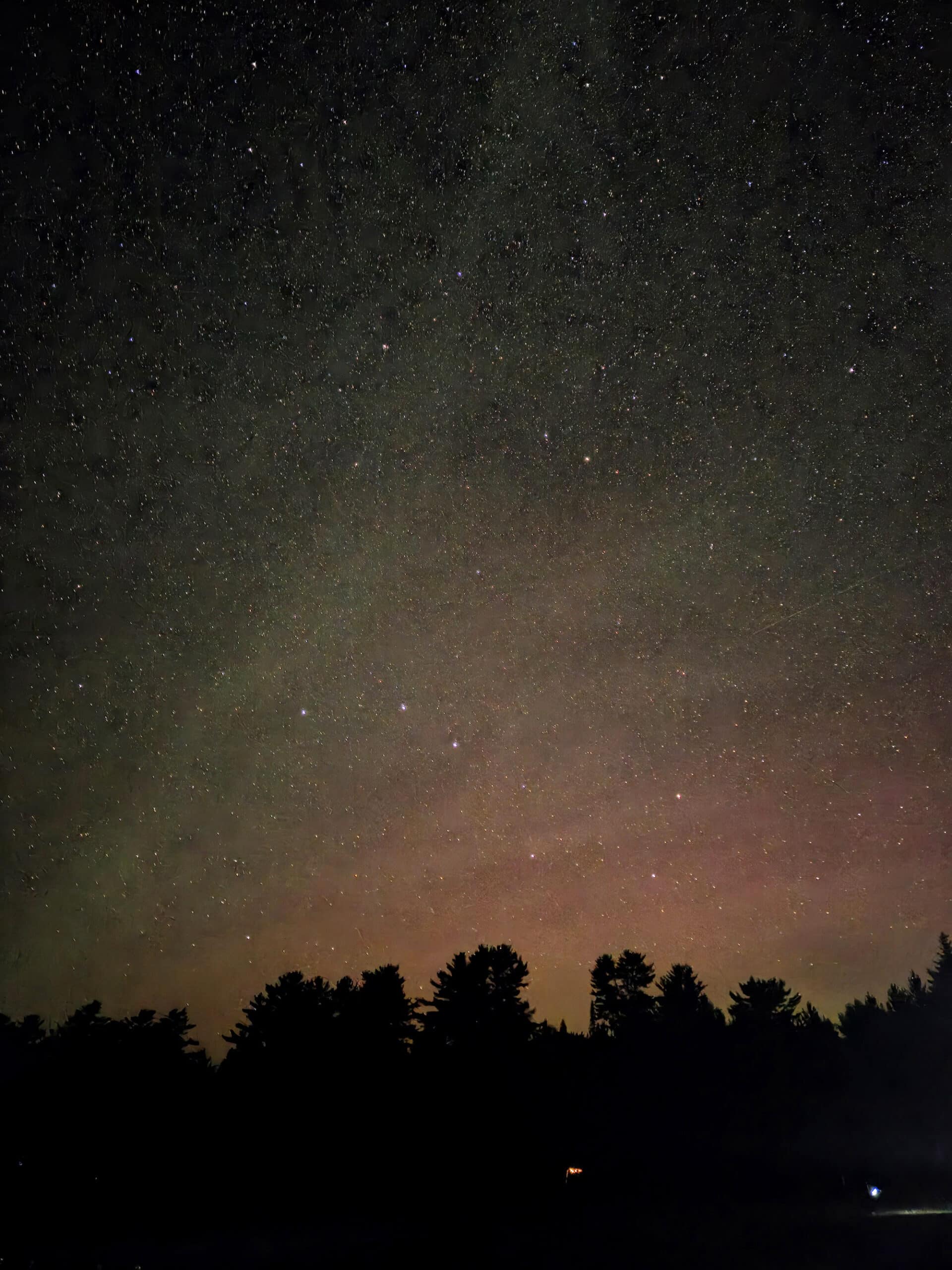 The aurora borealis over lake of two rivers.