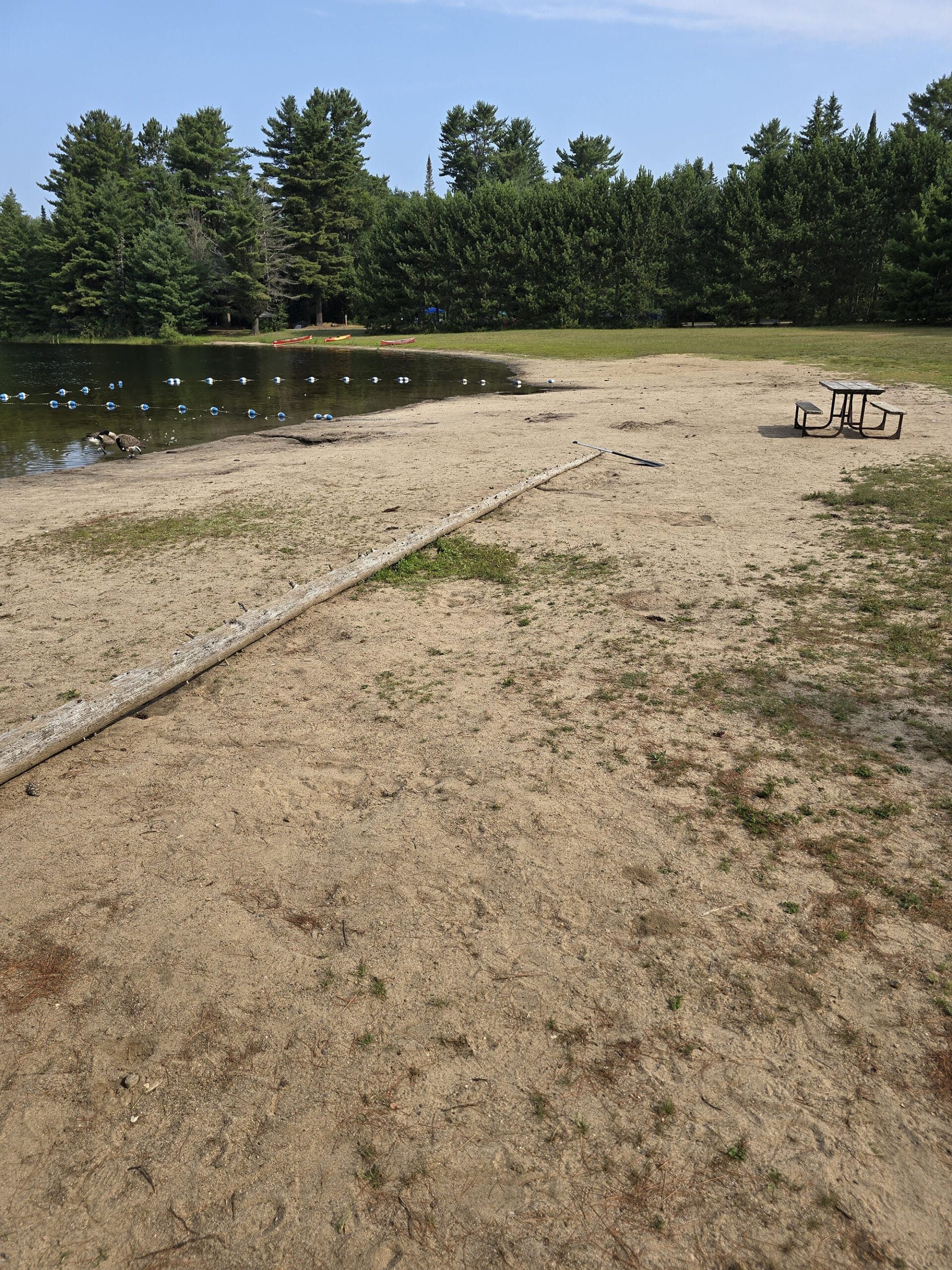 A small sandy beach on Mew Lake.