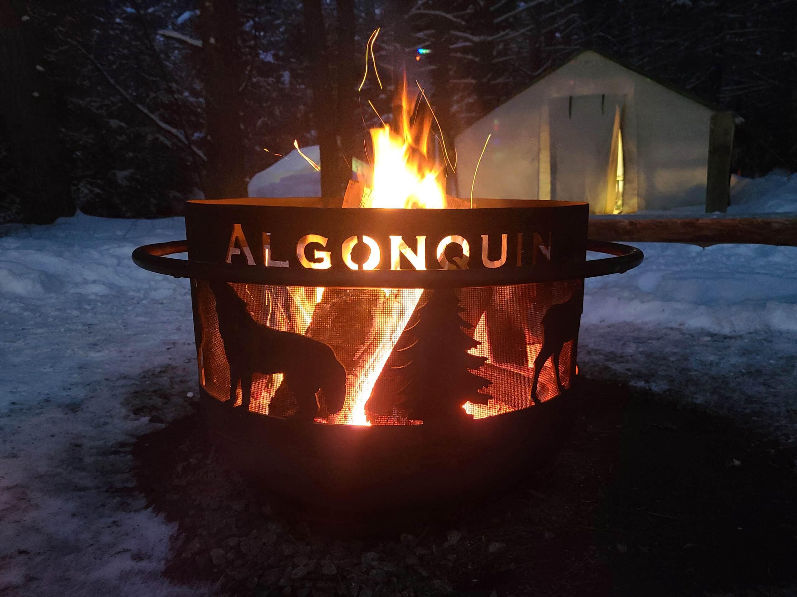 An algonquin provincial park branded fire pit.