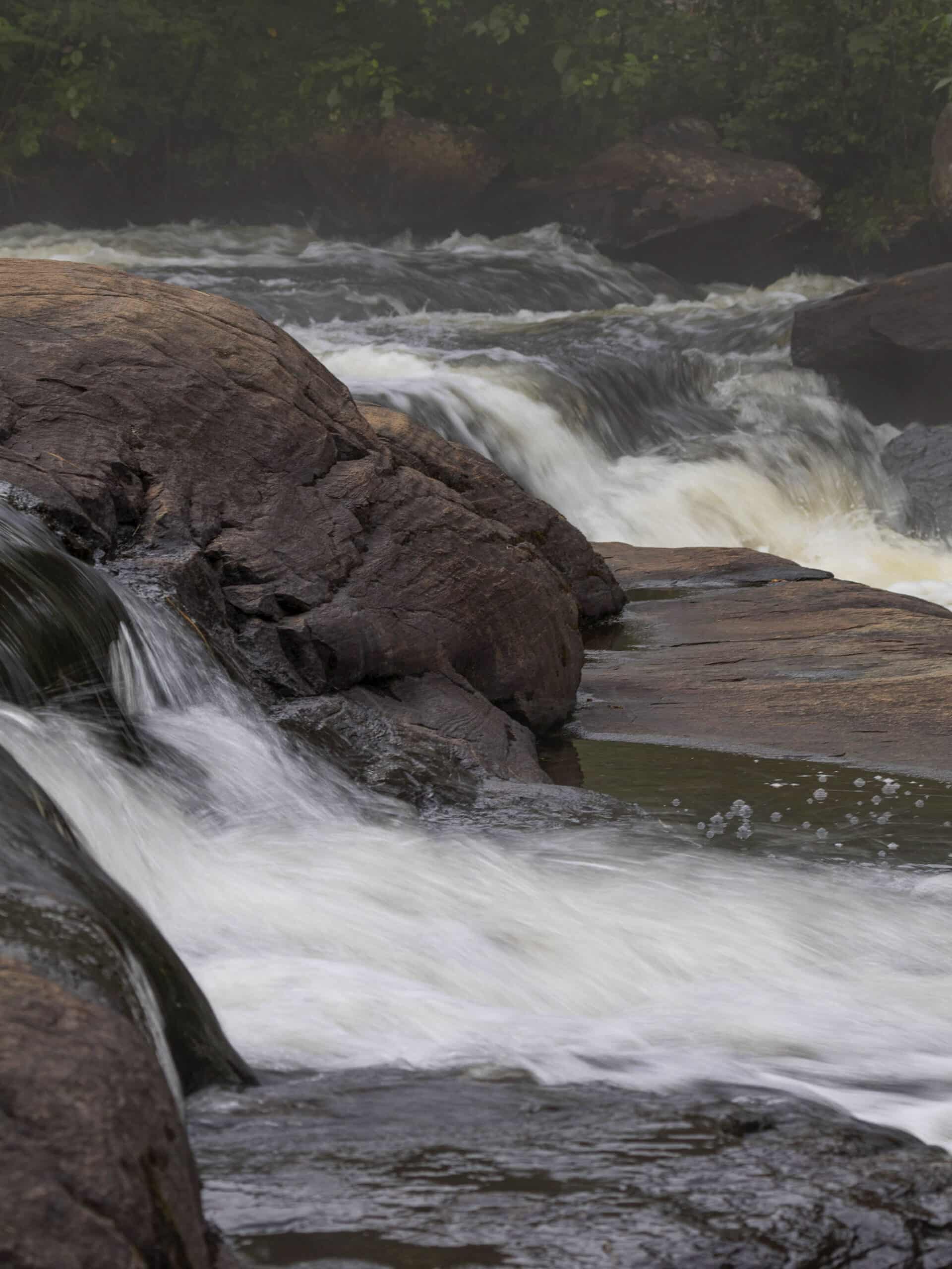 Provoking Falls, a small double waterfall on madawaska river in algonquin provincial park.