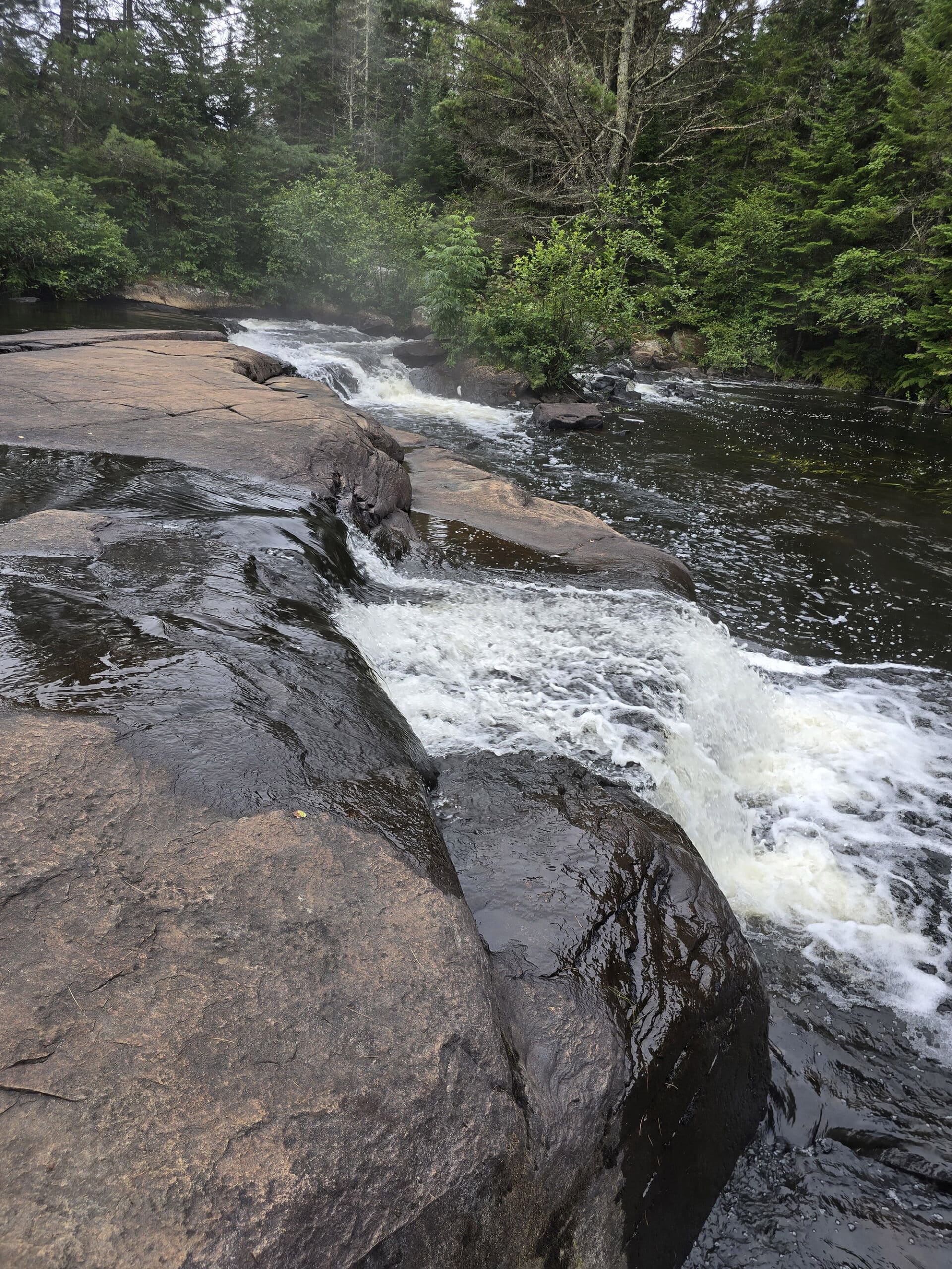 Provoking Falls, a small double waterfall on madawaska river in algonquin provincial park.