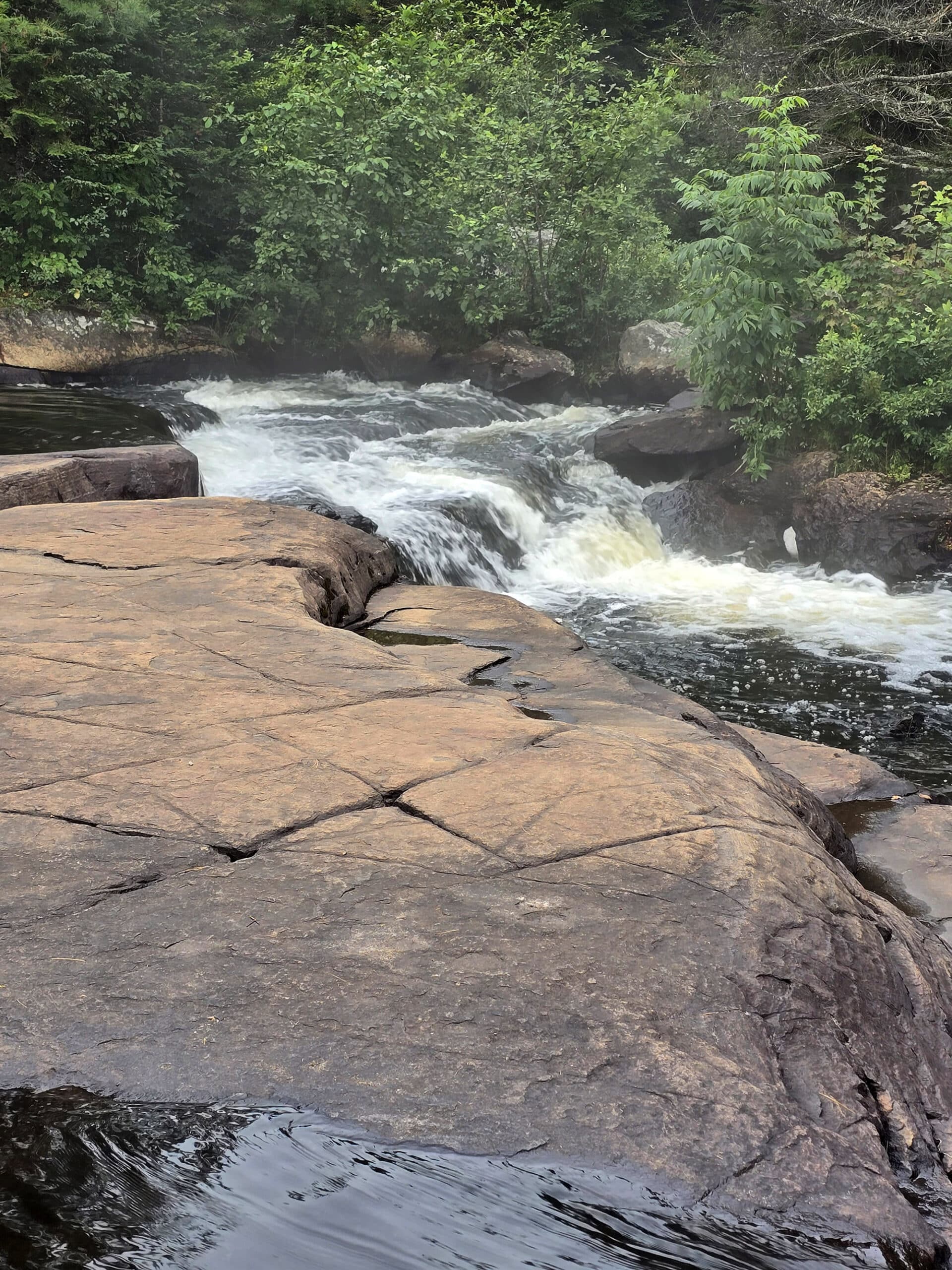 Provoking Falls, a small double waterfall on madawaska river in algonquin provincial park.