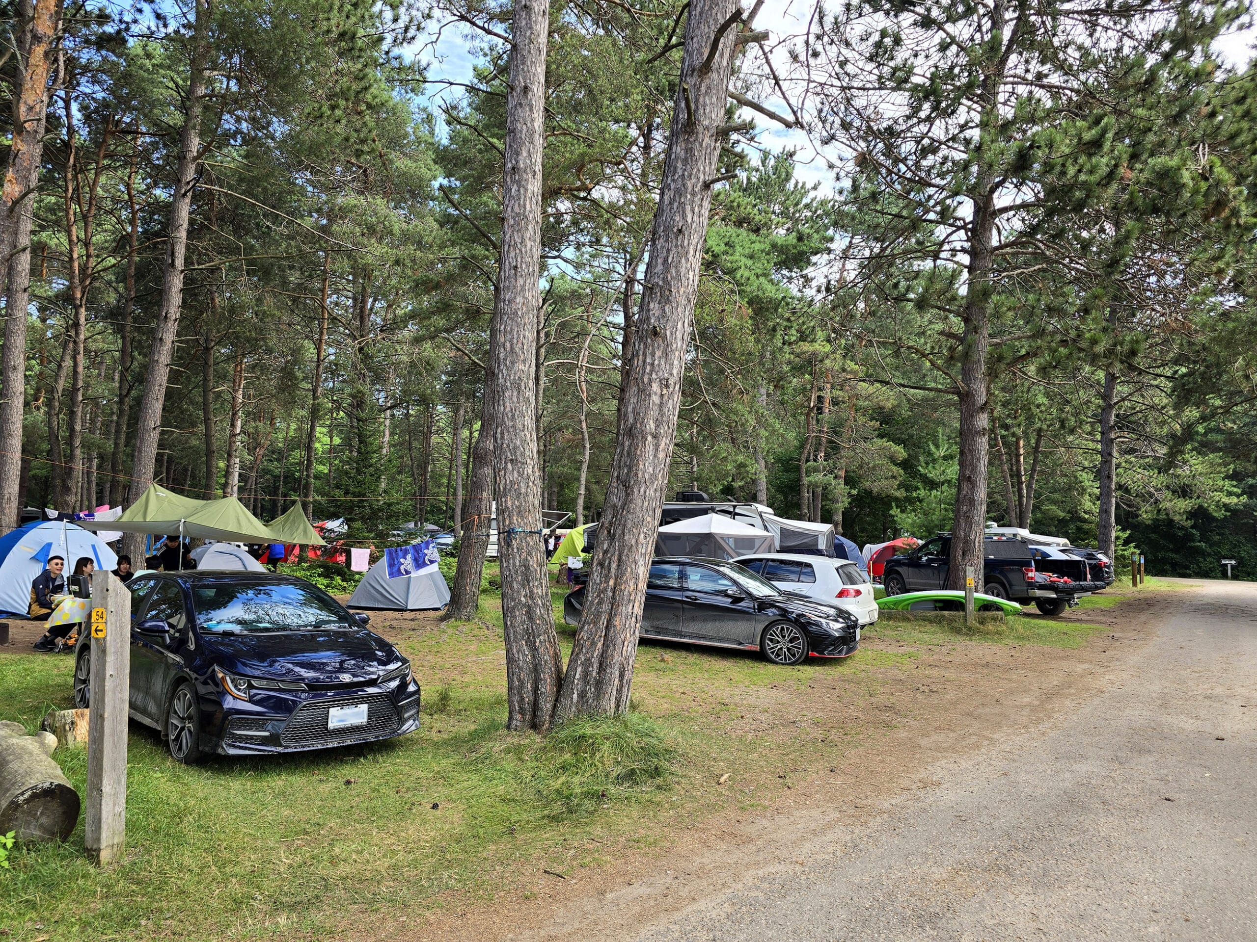 A very crowded campground area.