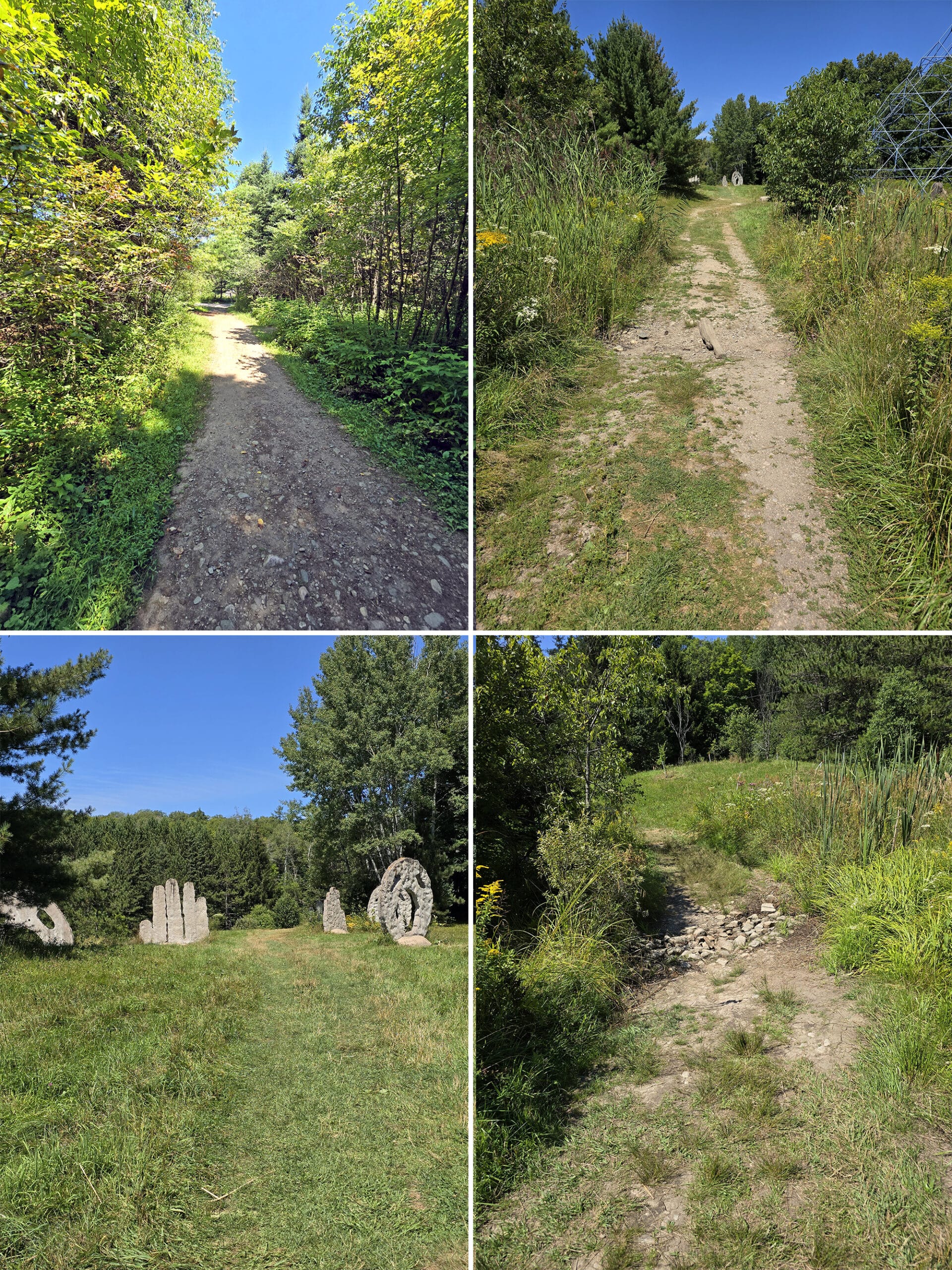 4 part image showing various walking trails at Screaming Heads.