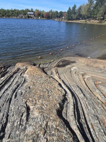 Waves of swirled rock at sturgeon bay provincial park.