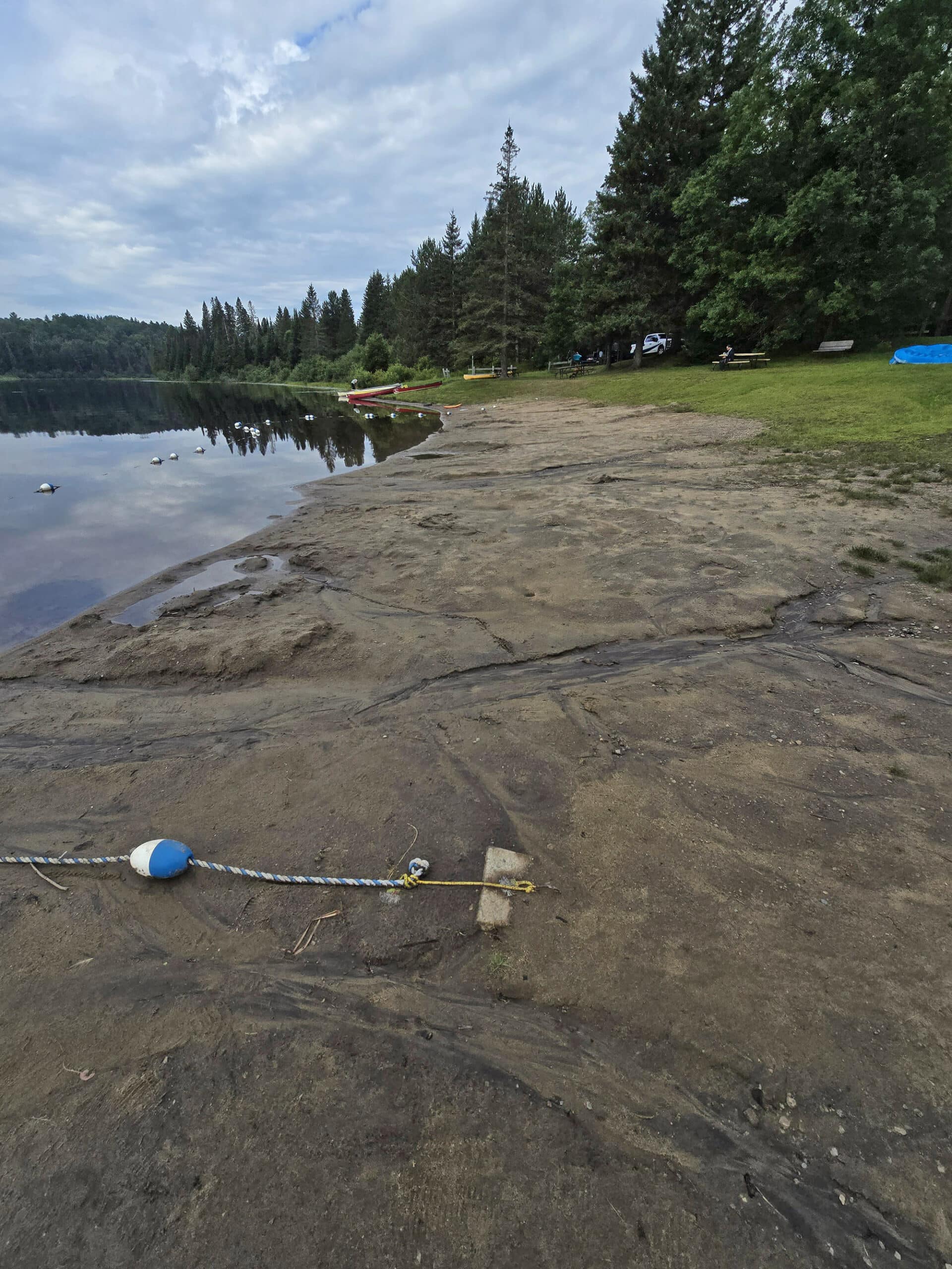 The beach at Whitefish Lake campground.