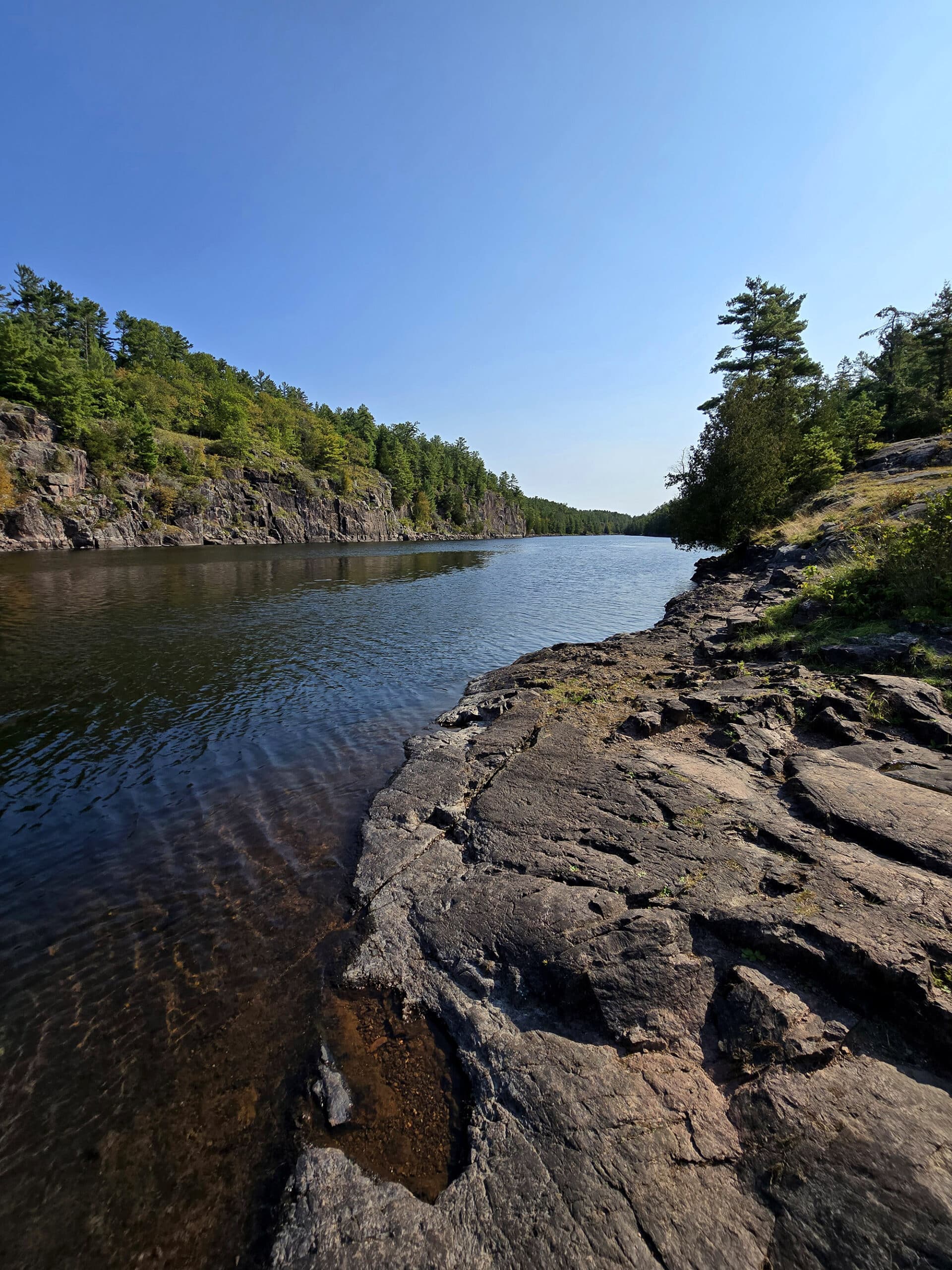 A view down french river gorge.